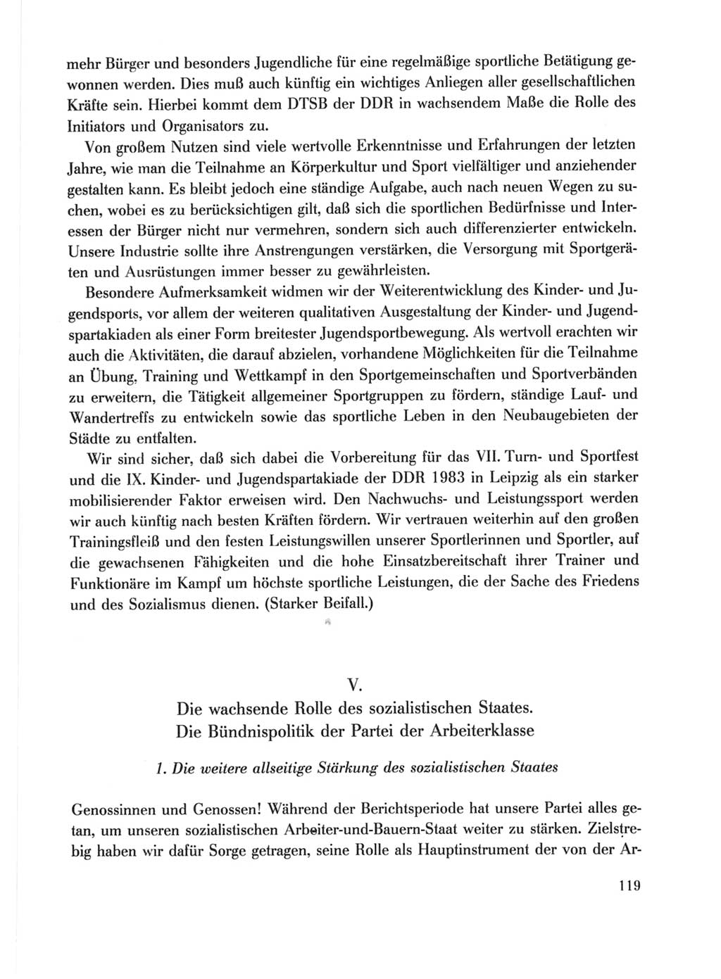 Protokoll der Verhandlungen des Ⅹ. Parteitages der Sozialistischen Einheitspartei Deutschlands (SED) [Deutsche Demokratische Republik (DDR)] 1981, Band 1, Seite 119 (Prot. Verh. Ⅹ. PT SED DDR 1981, Bd. 1, S. 119)