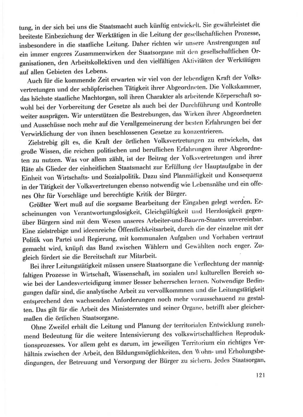 Protokoll der Verhandlungen des Ⅹ. Parteitages der Sozialistischen Einheitspartei Deutschlands (SED) [Deutsche Demokratische Republik (DDR)] 1981, Band 1, Seite 121 (Prot. Verh. Ⅹ. PT SED DDR 1981, Bd. 1, S. 121)