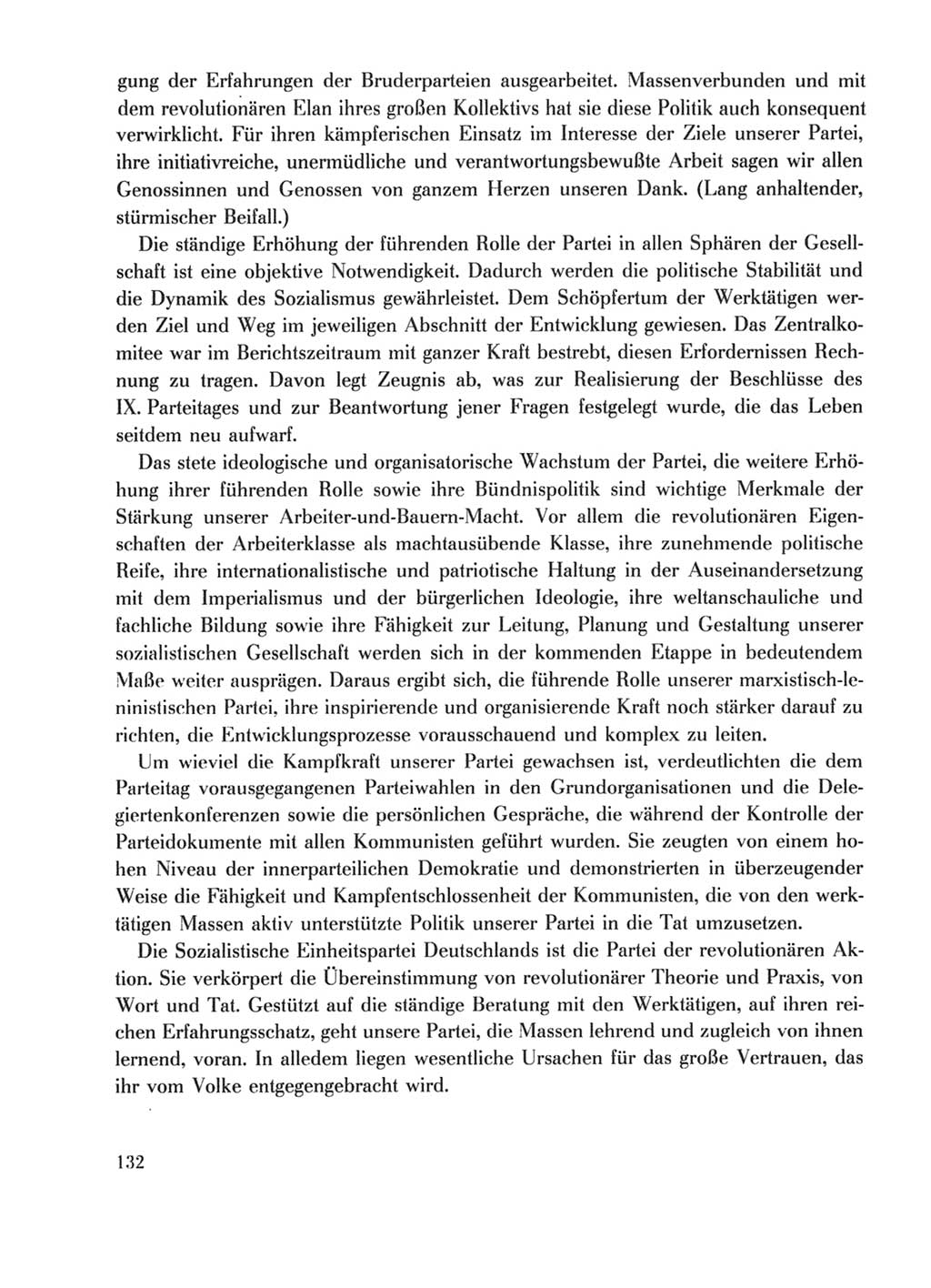 Protokoll der Verhandlungen des Ⅹ. Parteitages der Sozialistischen Einheitspartei Deutschlands (SED) [Deutsche Demokratische Republik (DDR)] 1981, Band 1, Seite 132 (Prot. Verh. Ⅹ. PT SED DDR 1981, Bd. 1, S. 132)