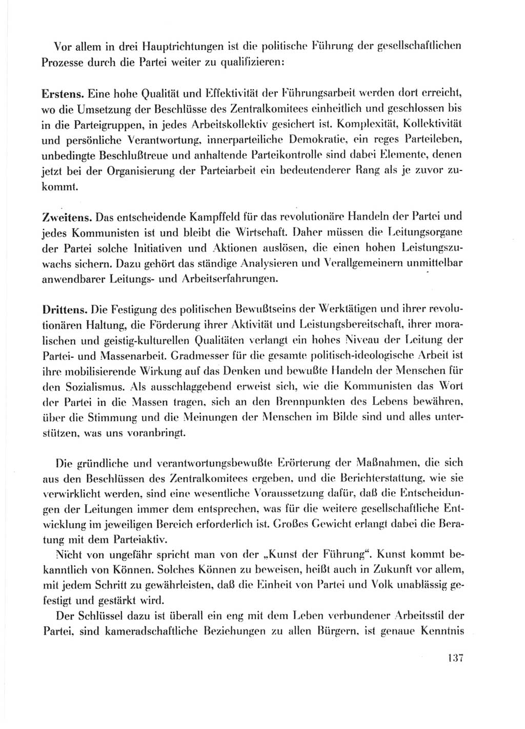 Protokoll der Verhandlungen des Ⅹ. Parteitages der Sozialistischen Einheitspartei Deutschlands (SED) [Deutsche Demokratische Republik (DDR)] 1981, Band 1, Seite 137 (Prot. Verh. Ⅹ. PT SED DDR 1981, Bd. 1, S. 137)