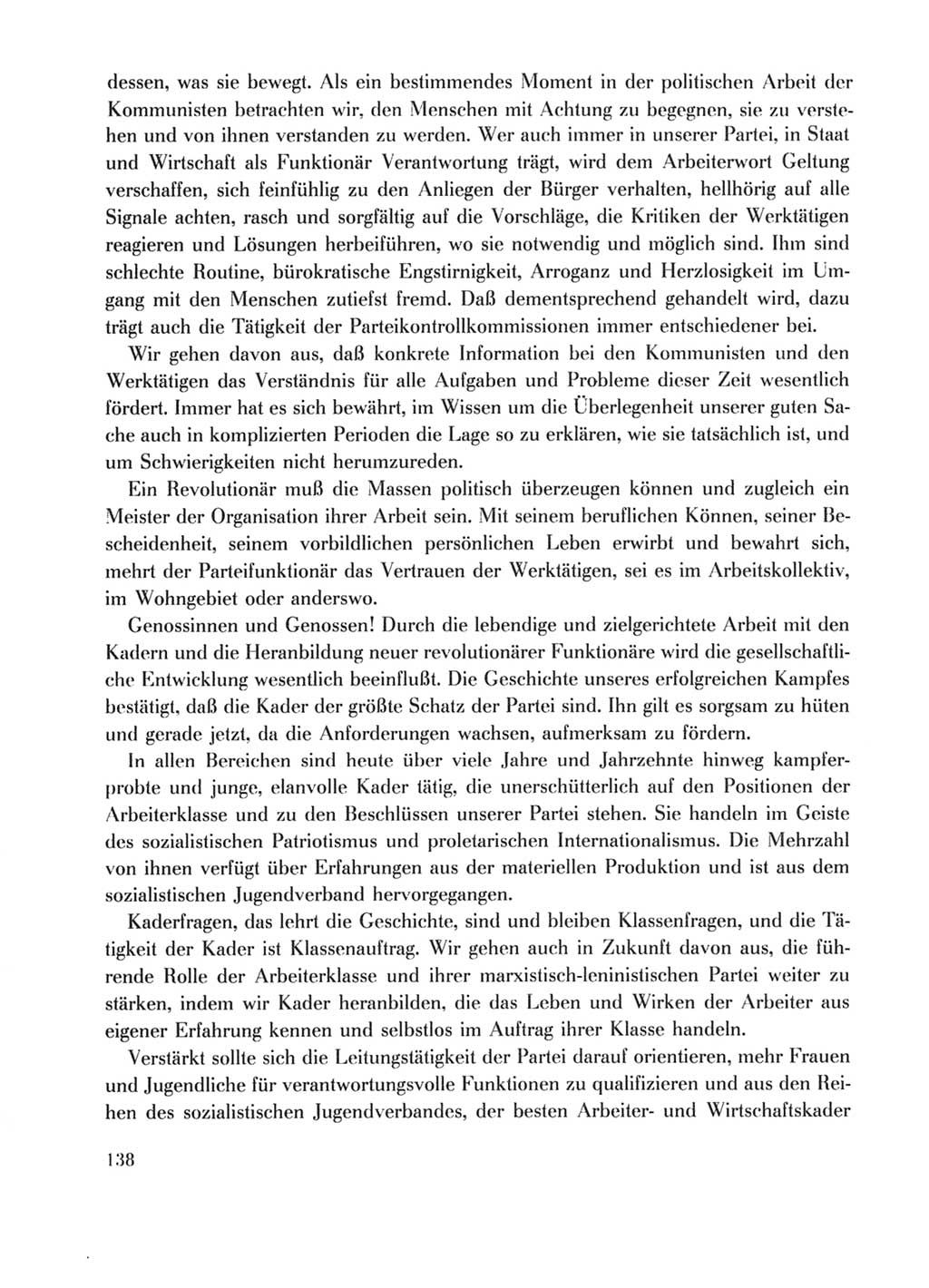 Protokoll der Verhandlungen des Ⅹ. Parteitages der Sozialistischen Einheitspartei Deutschlands (SED) [Deutsche Demokratische Republik (DDR)] 1981, Band 1, Seite 138 (Prot. Verh. Ⅹ. PT SED DDR 1981, Bd. 1, S. 138)