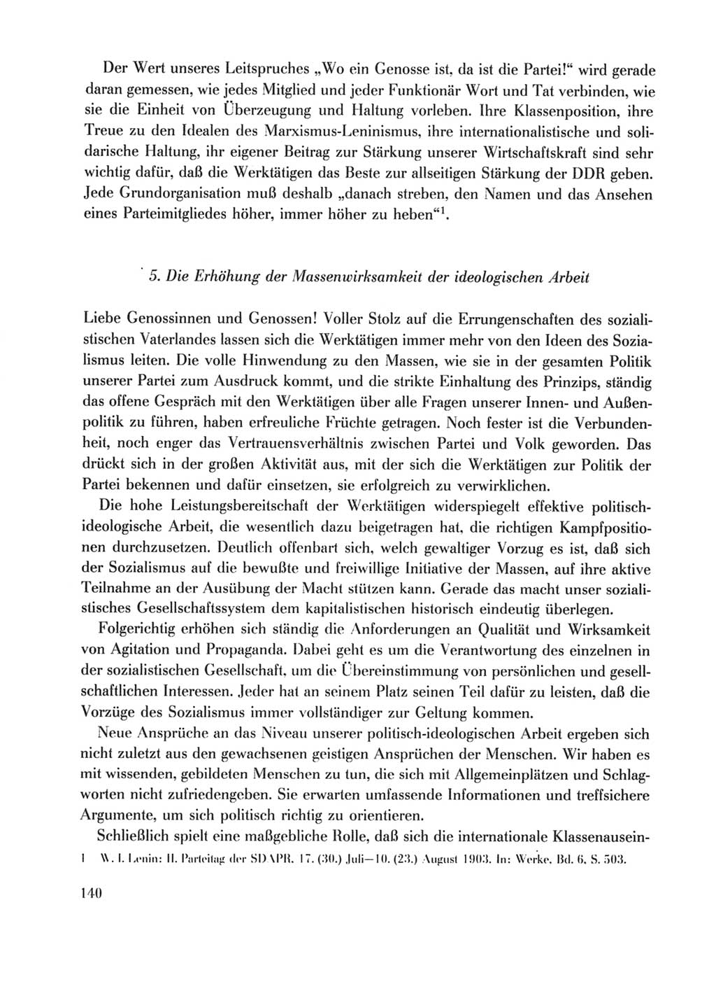 Protokoll der Verhandlungen des Ⅹ. Parteitages der Sozialistischen Einheitspartei Deutschlands (SED) [Deutsche Demokratische Republik (DDR)] 1981, Band 1, Seite 140 (Prot. Verh. Ⅹ. PT SED DDR 1981, Bd. 1, S. 140)