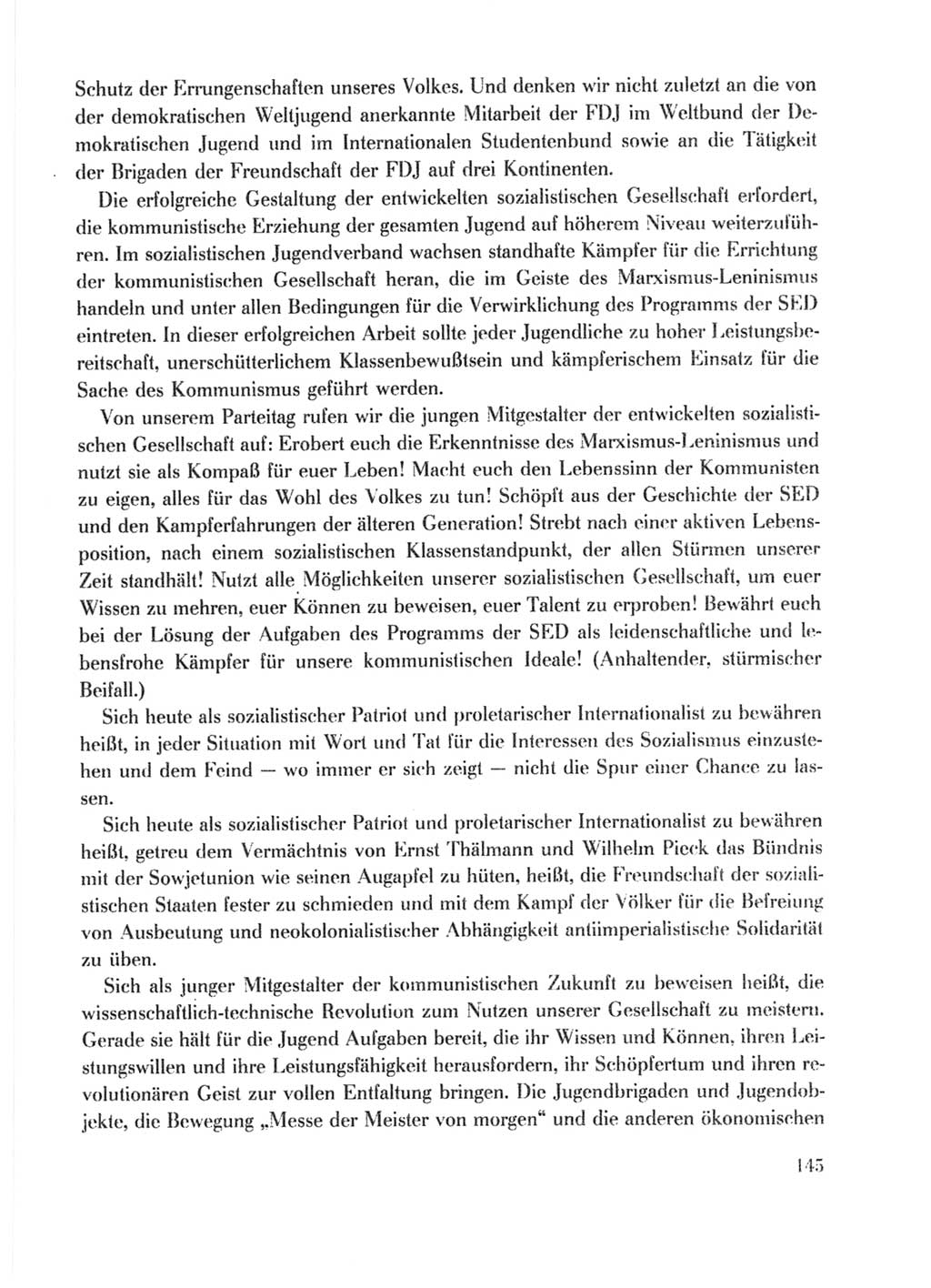 Protokoll der Verhandlungen des Ⅹ. Parteitages der Sozialistischen Einheitspartei Deutschlands (SED) [Deutsche Demokratische Republik (DDR)] 1981, Band 1, Seite 145 (Prot. Verh. Ⅹ. PT SED DDR 1981, Bd. 1, S. 145)
