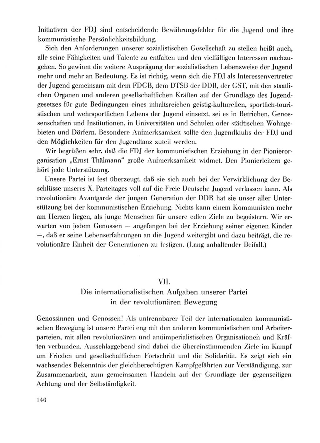 Protokoll der Verhandlungen des Ⅹ. Parteitages der Sozialistischen Einheitspartei Deutschlands (SED) [Deutsche Demokratische Republik (DDR)] 1981, Band 1, Seite 146 (Prot. Verh. Ⅹ. PT SED DDR 1981, Bd. 1, S. 146)