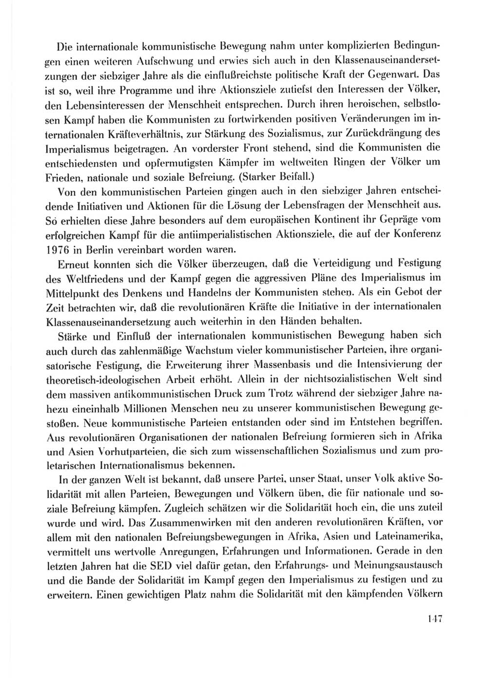Protokoll der Verhandlungen des Ⅹ. Parteitages der Sozialistischen Einheitspartei Deutschlands (SED) [Deutsche Demokratische Republik (DDR)] 1981, Band 1, Seite 147 (Prot. Verh. Ⅹ. PT SED DDR 1981, Bd. 1, S. 147)