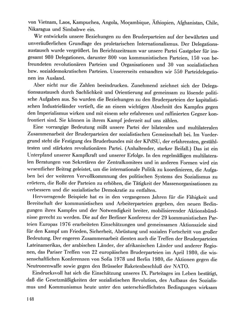 Protokoll der Verhandlungen des Ⅹ. Parteitages der Sozialistischen Einheitspartei Deutschlands (SED) [Deutsche Demokratische Republik (DDR)] 1981, Band 1, Seite 148 (Prot. Verh. Ⅹ. PT SED DDR 1981, Bd. 1, S. 148)