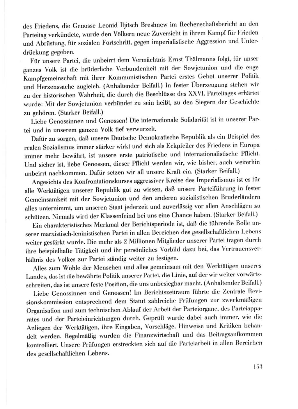 Protokoll der Verhandlungen des Ⅹ. Parteitages der Sozialistischen Einheitspartei Deutschlands (SED) [Deutsche Demokratische Republik (DDR)] 1981, Band 1, Seite 153 (Prot. Verh. Ⅹ. PT SED DDR 1981, Bd. 1, S. 153)