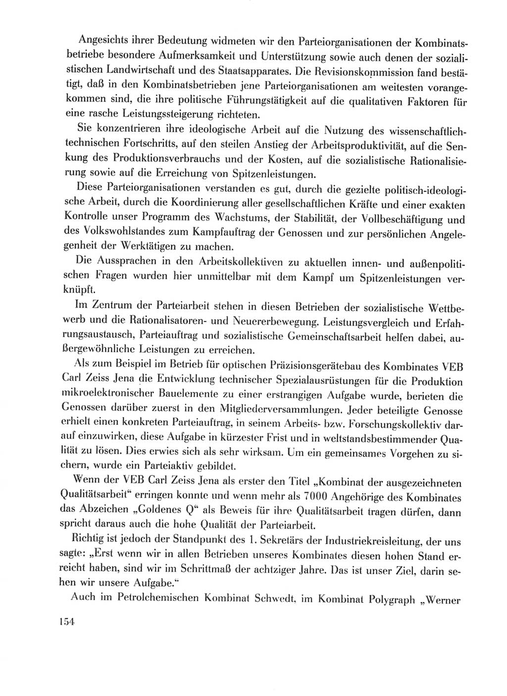Protokoll der Verhandlungen des Ⅹ. Parteitages der Sozialistischen Einheitspartei Deutschlands (SED) [Deutsche Demokratische Republik (DDR)] 1981, Band 1, Seite 154 (Prot. Verh. Ⅹ. PT SED DDR 1981, Bd. 1, S. 154)