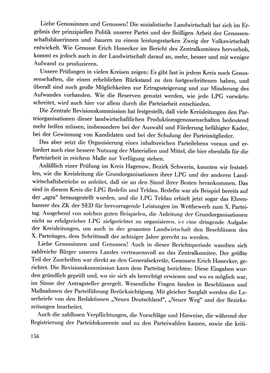 Protokoll der Verhandlungen des Ⅹ. Parteitages der Sozialistischen Einheitspartei Deutschlands (SED) [Deutsche Demokratische Republik (DDR)] 1981, Band 1, Seite 156 (Prot. Verh. Ⅹ. PT SED DDR 1981, Bd. 1, S. 156)