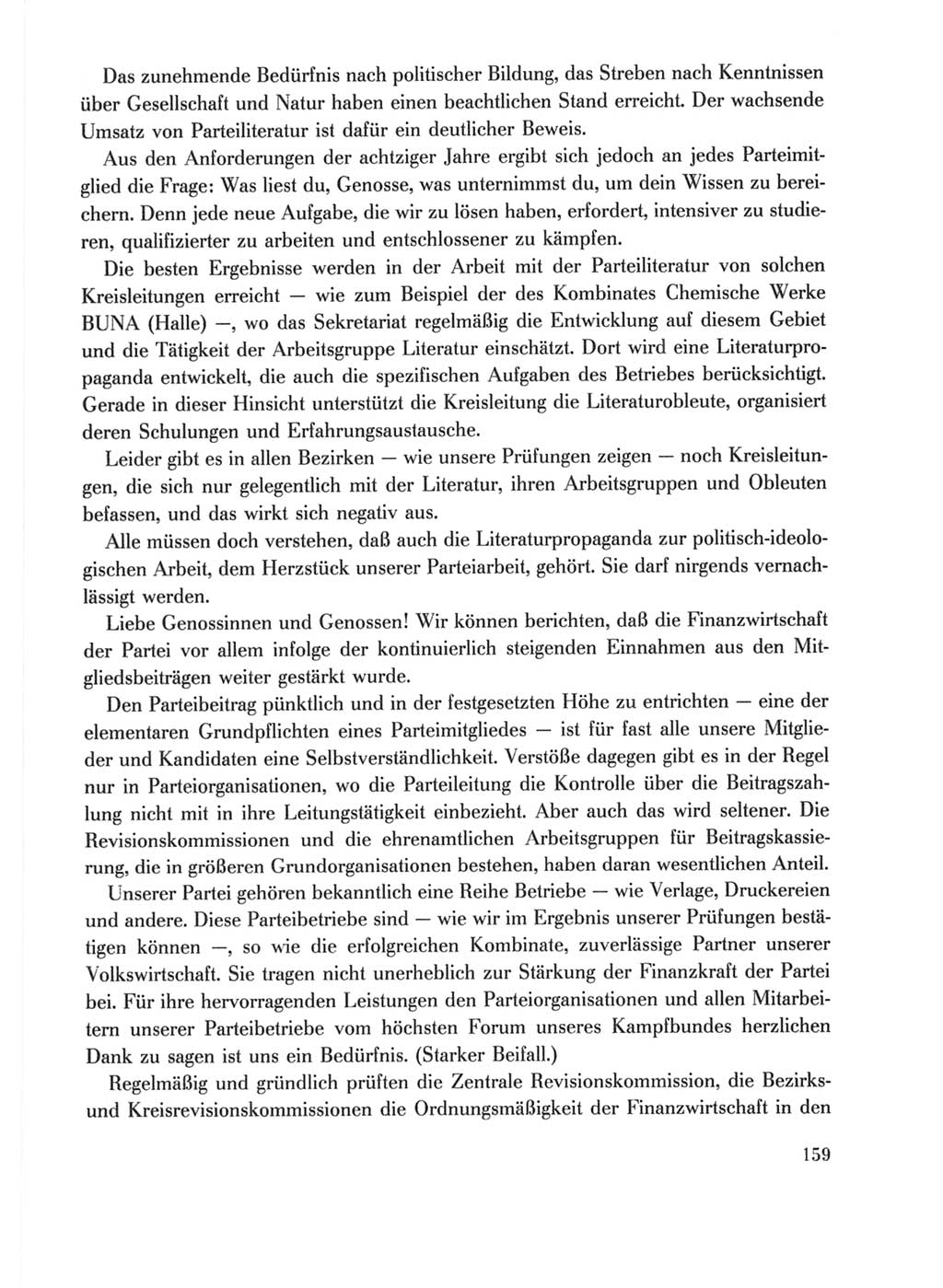 Protokoll der Verhandlungen des Ⅹ. Parteitages der Sozialistischen Einheitspartei Deutschlands (SED) [Deutsche Demokratische Republik (DDR)] 1981, Band 1, Seite 159 (Prot. Verh. Ⅹ. PT SED DDR 1981, Bd. 1, S. 159)
