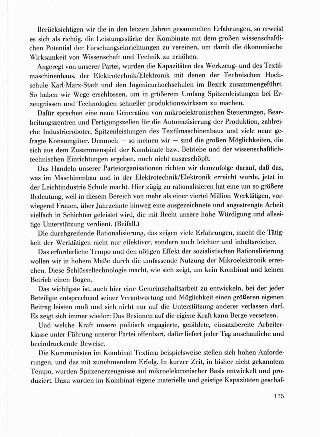Protokoll der Verhandlungen des Ⅹ. Parteitages der Sozialistischen Einheitspartei Deutschlands (SED) [Deutsche Demokratische Republik (DDR)] 1981, Band 1, Seite 175 (Prot. Verh. Ⅹ. PT SED DDR 1981, Bd. 1, S. 175)