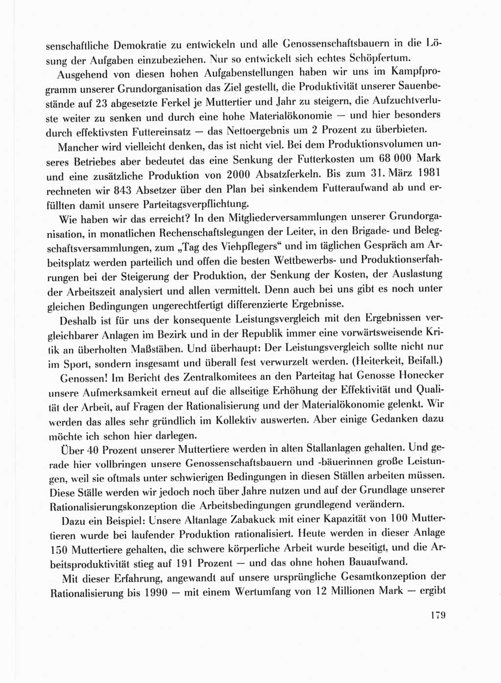 Protokoll der Verhandlungen des Ⅹ. Parteitages der Sozialistischen Einheitspartei Deutschlands (SED) [Deutsche Demokratische Republik (DDR)] 1981, Band 1, Seite 179 (Prot. Verh. Ⅹ. PT SED DDR 1981, Bd. 1, S. 179)