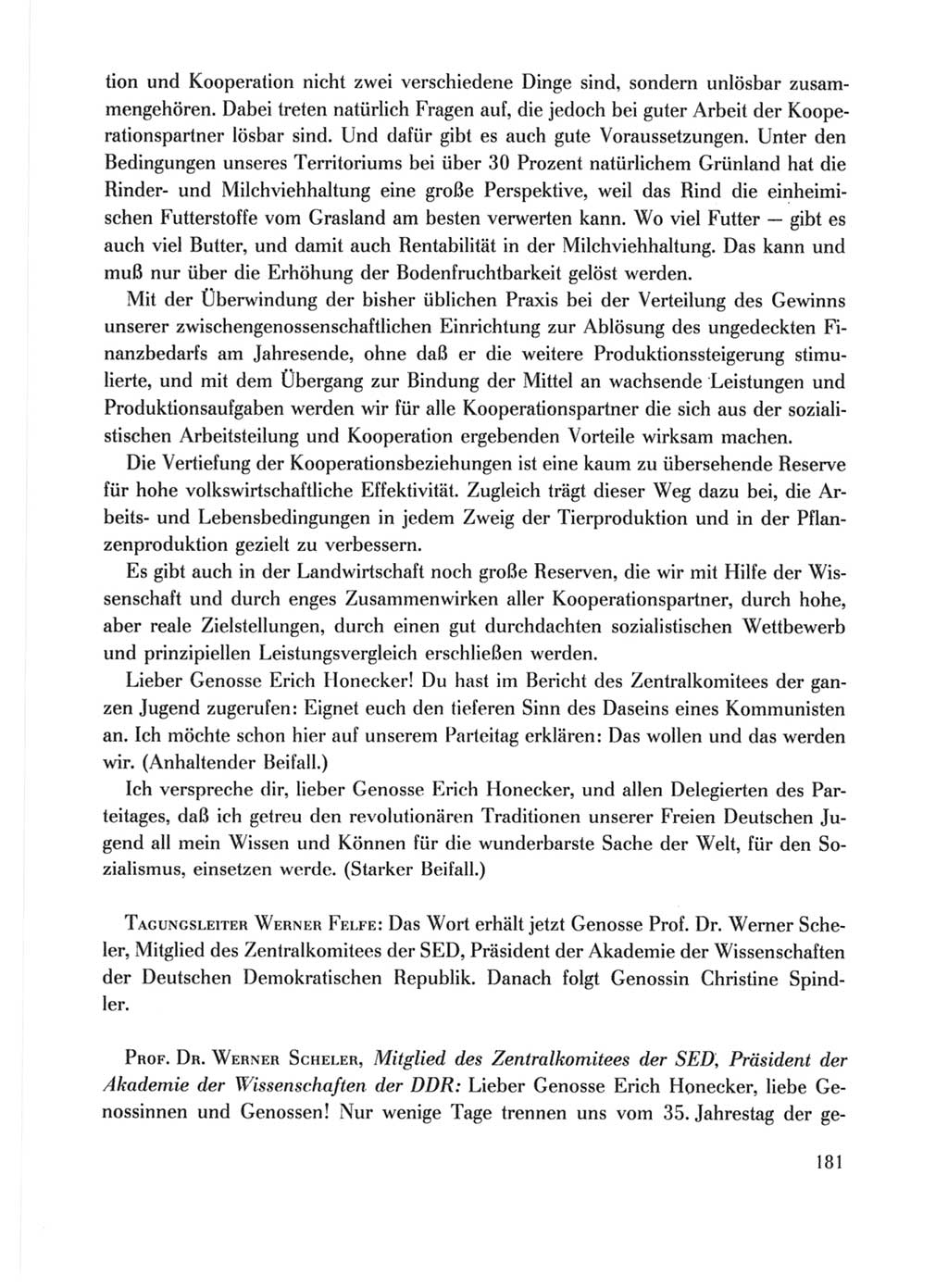 Protokoll der Verhandlungen des Ⅹ. Parteitages der Sozialistischen Einheitspartei Deutschlands (SED) [Deutsche Demokratische Republik (DDR)] 1981, Band 1, Seite 181 (Prot. Verh. Ⅹ. PT SED DDR 1981, Bd. 1, S. 181)