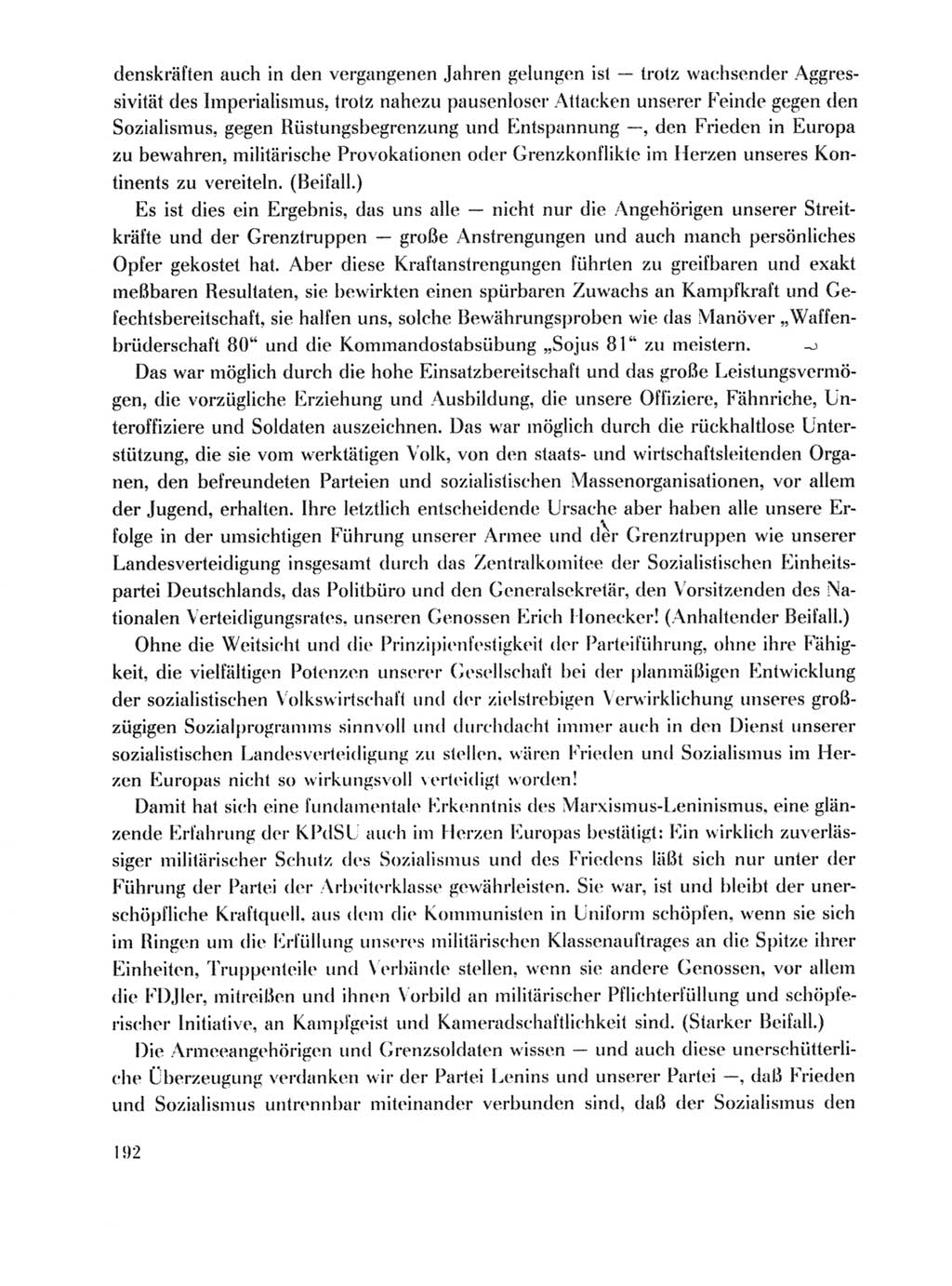 Protokoll der Verhandlungen des Ⅹ. Parteitages der Sozialistischen Einheitspartei Deutschlands (SED) [Deutsche Demokratische Republik (DDR)] 1981, Band 1, Seite 192 (Prot. Verh. Ⅹ. PT SED DDR 1981, Bd. 1, S. 192)