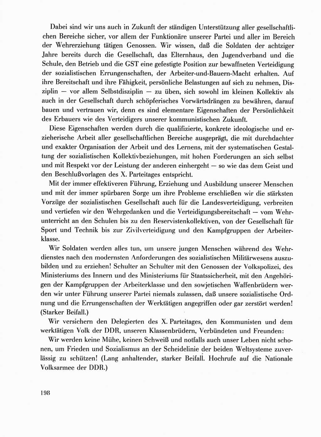 Protokoll der Verhandlungen des Ⅹ. Parteitages der Sozialistischen Einheitspartei Deutschlands (SED) [Deutsche Demokratische Republik (DDR)] 1981, Band 1, Seite 198 (Prot. Verh. Ⅹ. PT SED DDR 1981, Bd. 1, S. 198)