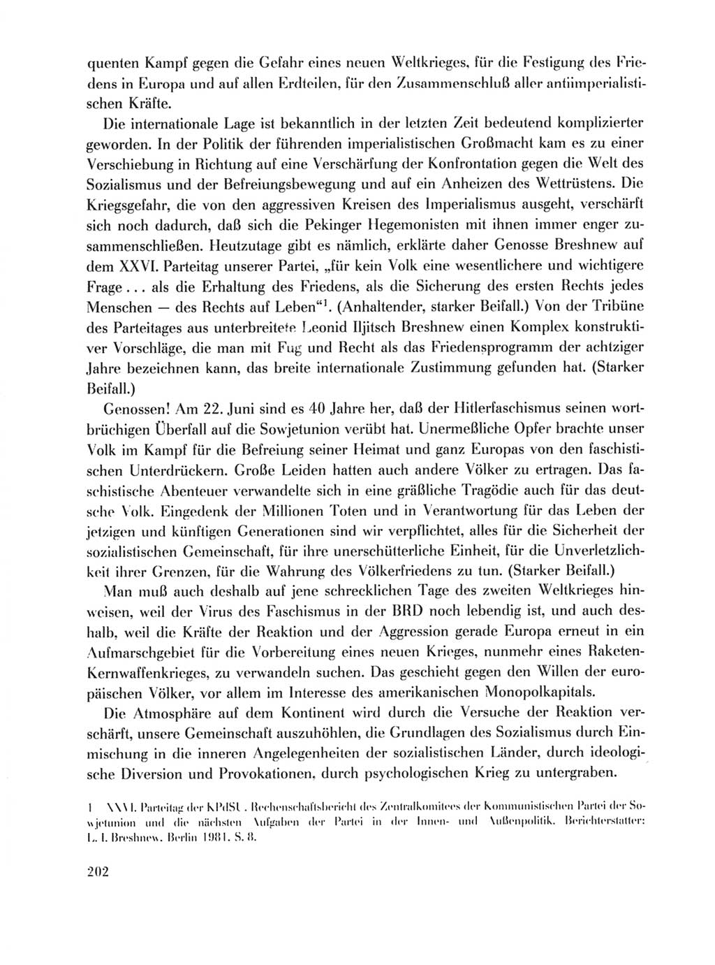Protokoll der Verhandlungen des Ⅹ. Parteitages der Sozialistischen Einheitspartei Deutschlands (SED) [Deutsche Demokratische Republik (DDR)] 1981, Band 1, Seite 202 (Prot. Verh. Ⅹ. PT SED DDR 1981, Bd. 1, S. 202)