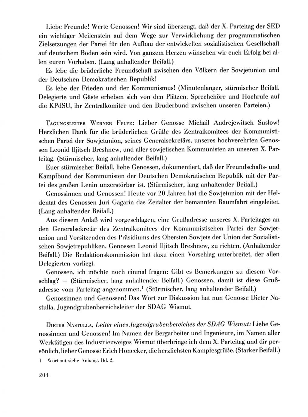 Protokoll der Verhandlungen des Ⅹ. Parteitages der Sozialistischen Einheitspartei Deutschlands (SED) [Deutsche Demokratische Republik (DDR)] 1981, Band 1, Seite 204 (Prot. Verh. Ⅹ. PT SED DDR 1981, Bd. 1, S. 204)