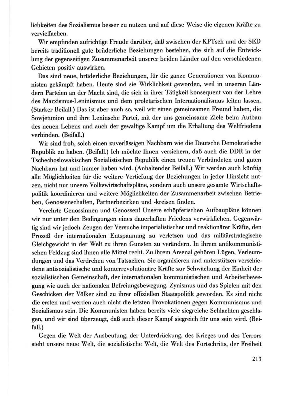 Protokoll der Verhandlungen des Ⅹ. Parteitages der Sozialistischen Einheitspartei Deutschlands (SED) [Deutsche Demokratische Republik (DDR)] 1981, Band 1, Seite 213 (Prot. Verh. Ⅹ. PT SED DDR 1981, Bd. 1, S. 213)