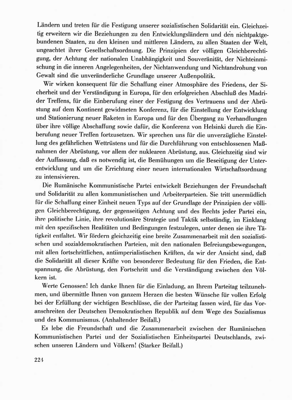 Protokoll der Verhandlungen des Ⅹ. Parteitages der Sozialistischen Einheitspartei Deutschlands (SED) [Deutsche Demokratische Republik (DDR)] 1981, Band 1, Seite 224 (Prot. Verh. Ⅹ. PT SED DDR 1981, Bd. 1, S. 224)