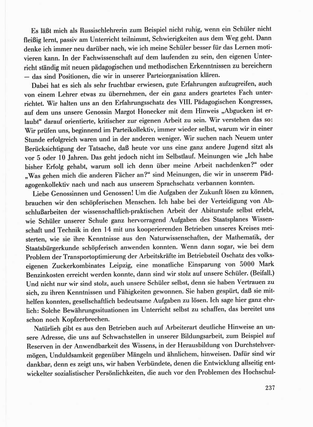 Protokoll der Verhandlungen des Ⅹ. Parteitages der Sozialistischen Einheitspartei Deutschlands (SED) [Deutsche Demokratische Republik (DDR)] 1981, Band 1, Seite 237 (Prot. Verh. Ⅹ. PT SED DDR 1981, Bd. 1, S. 237)