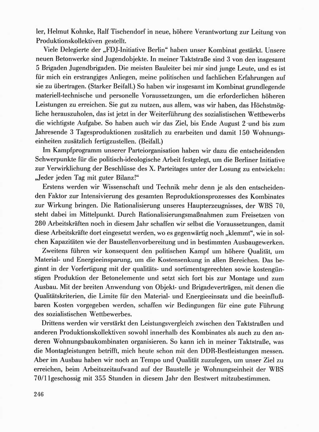 Protokoll der Verhandlungen des Ⅹ. Parteitages der Sozialistischen Einheitspartei Deutschlands (SED) [Deutsche Demokratische Republik (DDR)] 1981, Band 1, Seite 246 (Prot. Verh. Ⅹ. PT SED DDR 1981, Bd. 1, S. 246)
