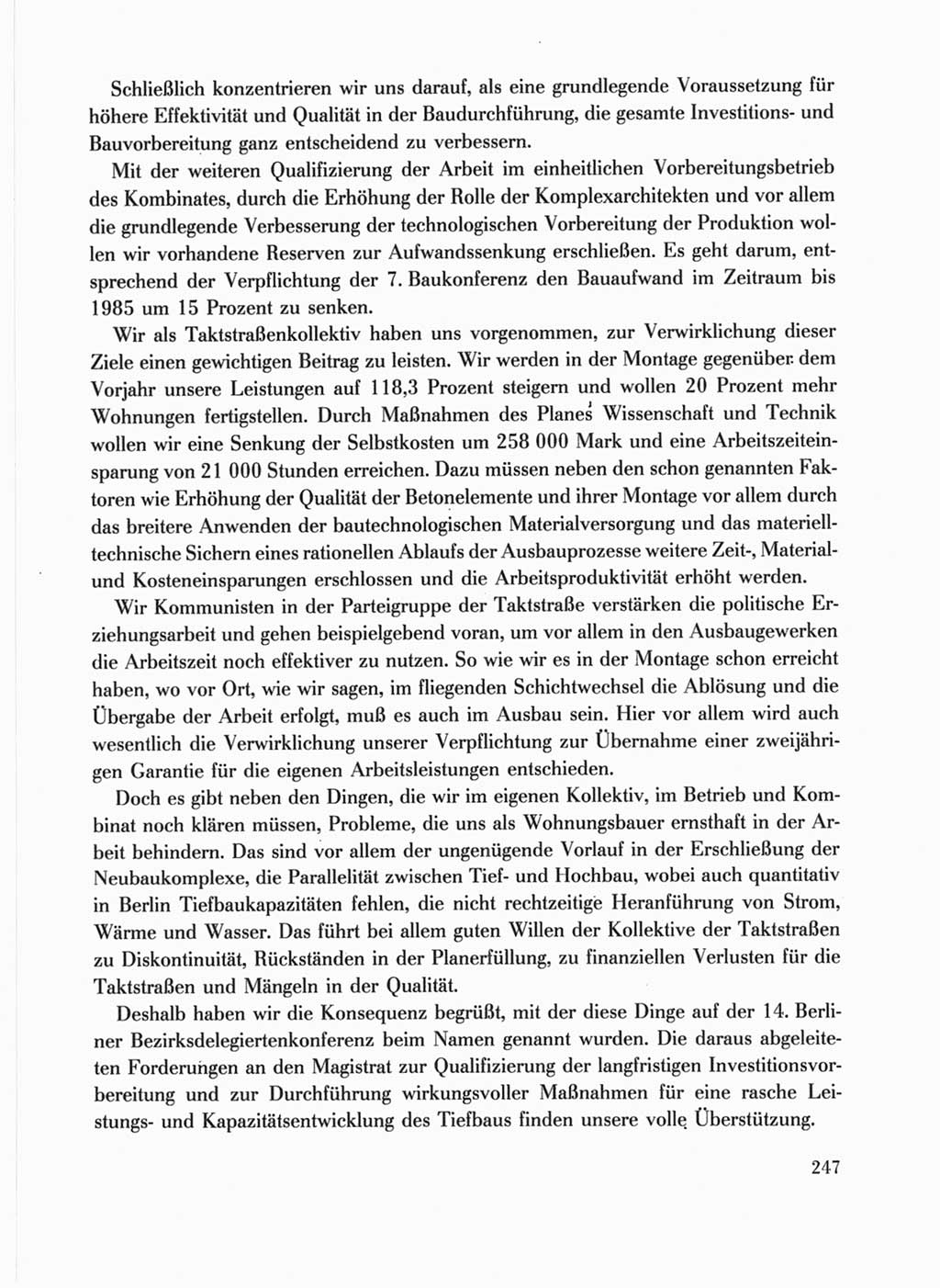 Protokoll der Verhandlungen des Ⅹ. Parteitages der Sozialistischen Einheitspartei Deutschlands (SED) [Deutsche Demokratische Republik (DDR)] 1981, Band 1, Seite 247 (Prot. Verh. Ⅹ. PT SED DDR 1981, Bd. 1, S. 247)