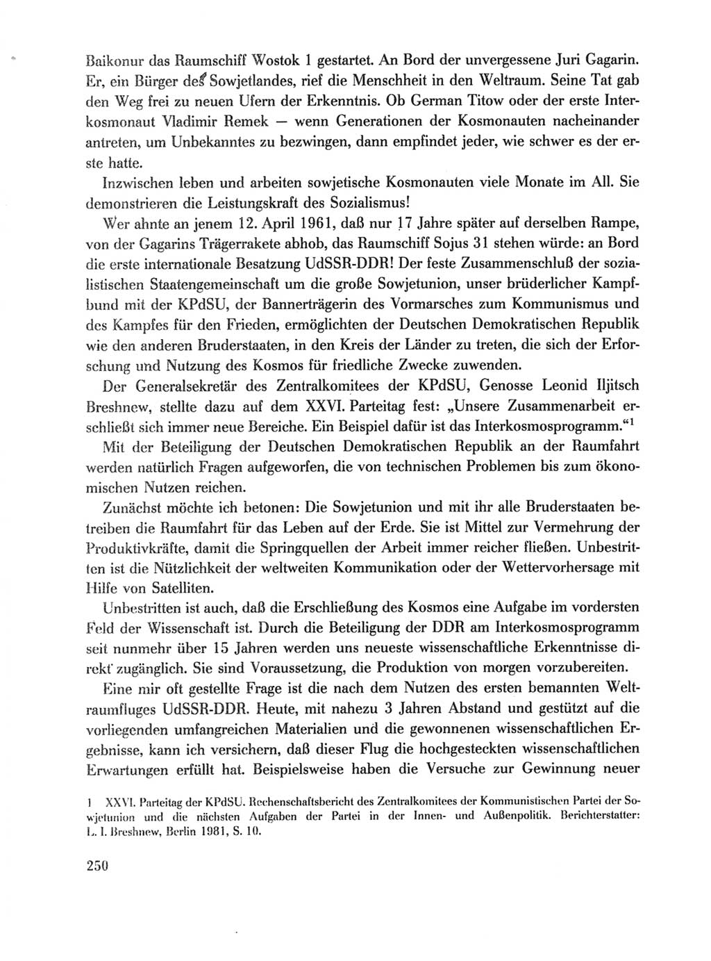 Protokoll der Verhandlungen des Ⅹ. Parteitages der Sozialistischen Einheitspartei Deutschlands (SED) [Deutsche Demokratische Republik (DDR)] 1981, Band 1, Seite 250 (Prot. Verh. Ⅹ. PT SED DDR 1981, Bd. 1, S. 250)