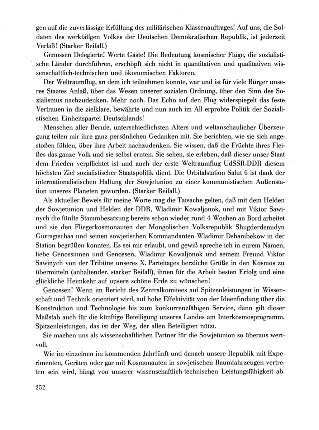 Protokoll der Verhandlungen des Ⅹ. Parteitages der Sozialistischen Einheitspartei Deutschlands (SED) [Deutsche Demokratische Republik (DDR)] 1981, Band 1, Seite 252 (Prot. Verh. Ⅹ. PT SED DDR 1981, Bd. 1, S. 252)