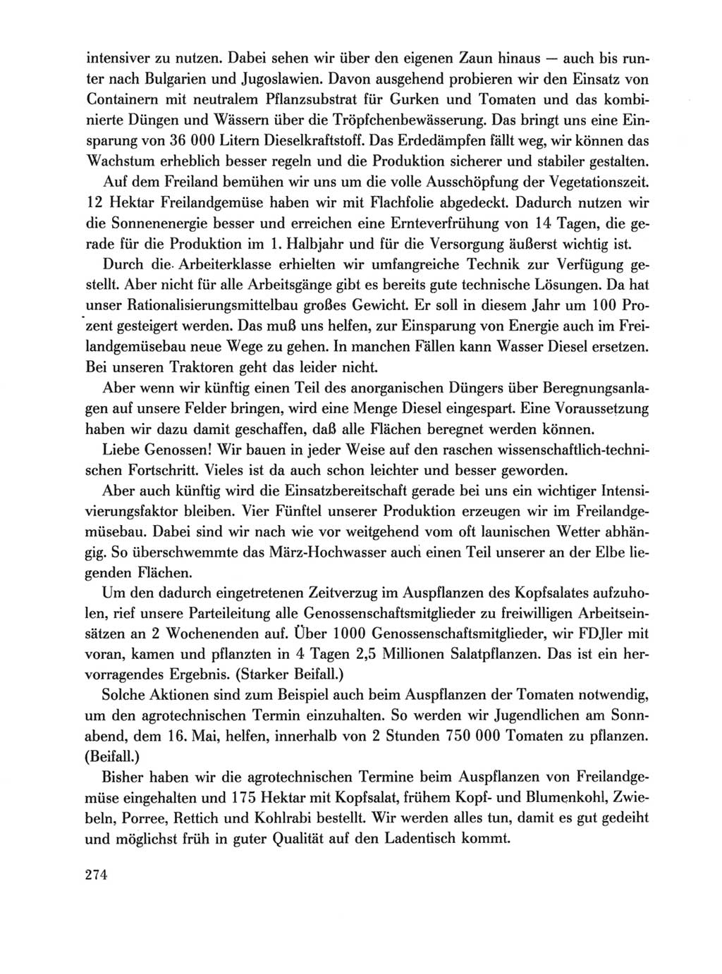 Protokoll der Verhandlungen des Ⅹ. Parteitages der Sozialistischen Einheitspartei Deutschlands (SED) [Deutsche Demokratische Republik (DDR)] 1981, Band 1, Seite 274 (Prot. Verh. Ⅹ. PT SED DDR 1981, Bd. 1, S. 274)