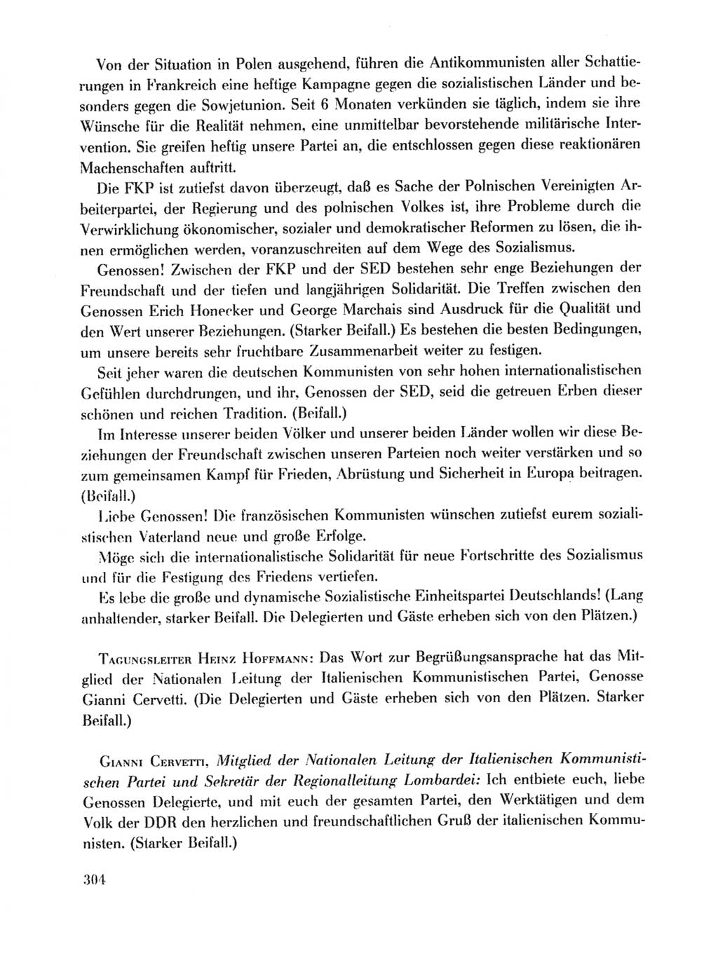 Protokoll der Verhandlungen des Ⅹ. Parteitages der Sozialistischen Einheitspartei Deutschlands (SED) [Deutsche Demokratische Republik (DDR)] 1981, Band 1, Seite 304 (Prot. Verh. Ⅹ. PT SED DDR 1981, Bd. 1, S. 304)