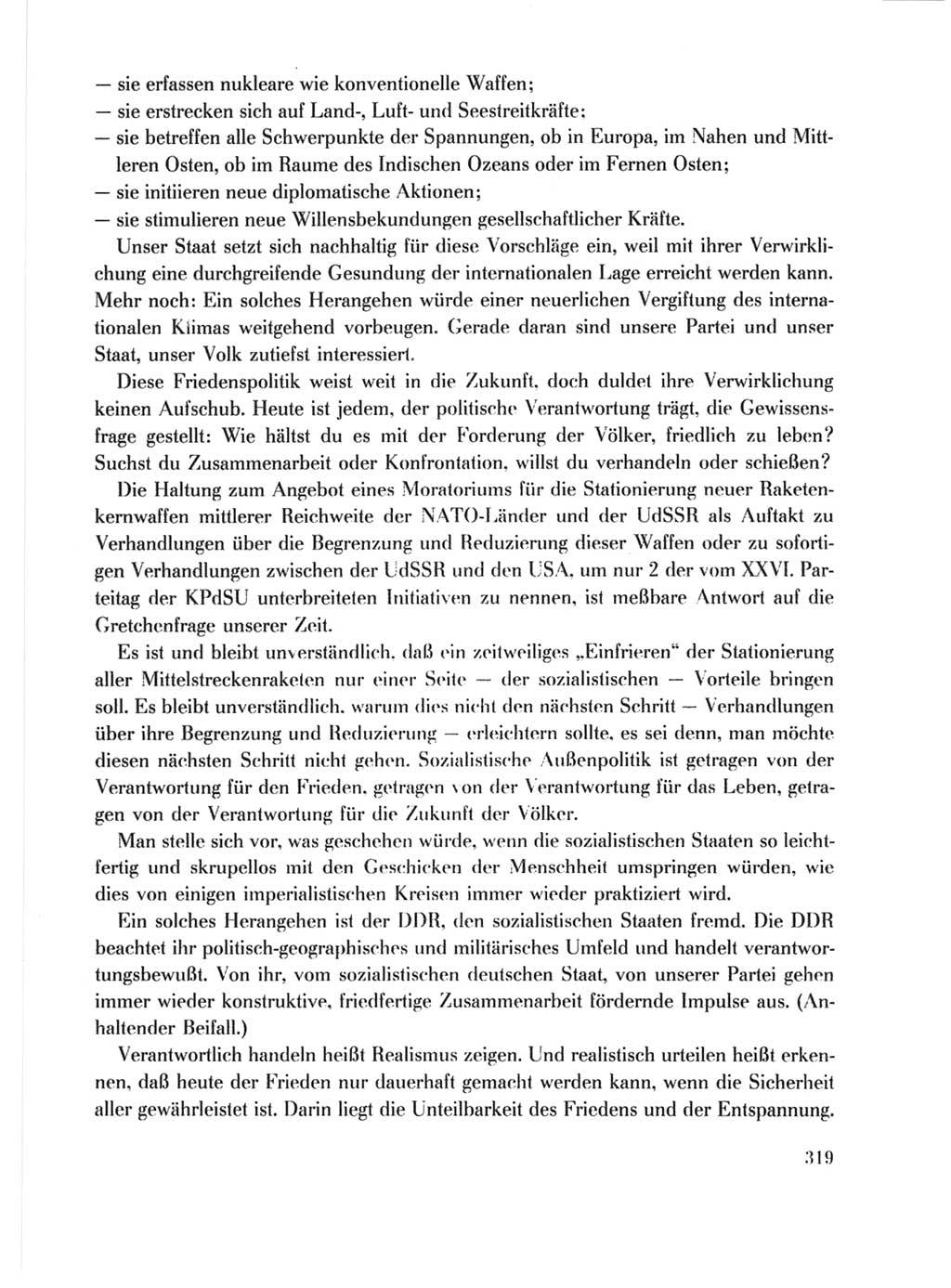 Protokoll der Verhandlungen des Ⅹ. Parteitages der Sozialistischen Einheitspartei Deutschlands (SED) [Deutsche Demokratische Republik (DDR)] 1981, Band 1, Seite 319 (Prot. Verh. Ⅹ. PT SED DDR 1981, Bd. 1, S. 319)