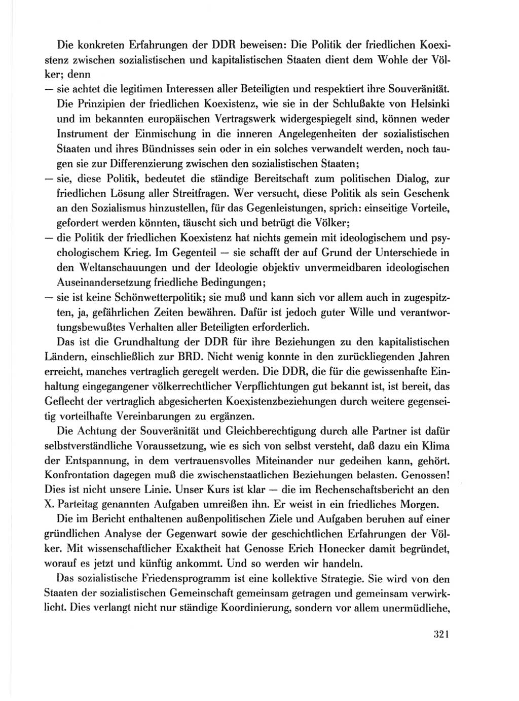 Protokoll der Verhandlungen des Ⅹ. Parteitages der Sozialistischen Einheitspartei Deutschlands (SED) [Deutsche Demokratische Republik (DDR)] 1981, Band 1, Seite 321 (Prot. Verh. Ⅹ. PT SED DDR 1981, Bd. 1, S. 321)
