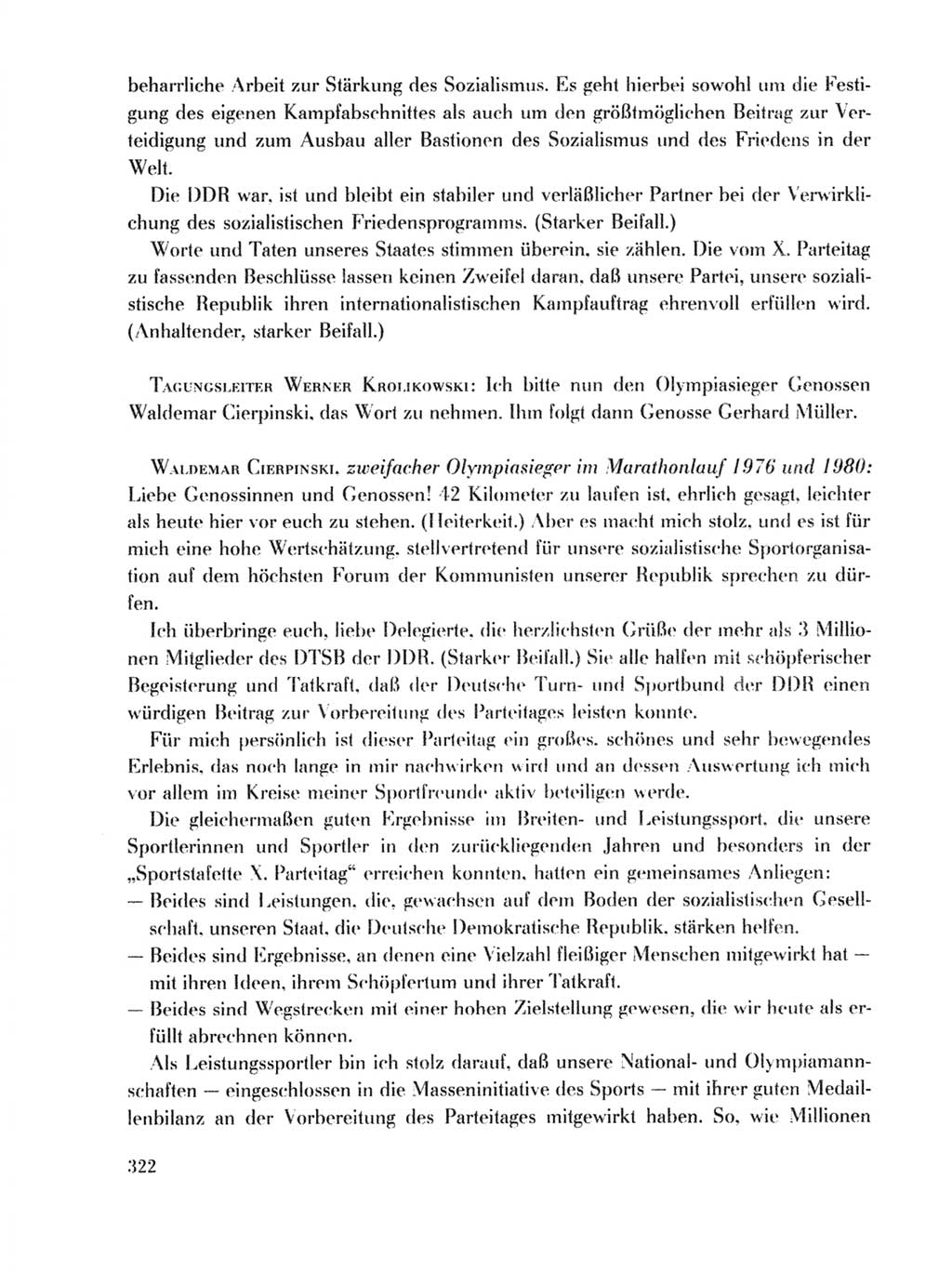 Protokoll der Verhandlungen des Ⅹ. Parteitages der Sozialistischen Einheitspartei Deutschlands (SED) [Deutsche Demokratische Republik (DDR)] 1981, Band 1, Seite 322 (Prot. Verh. Ⅹ. PT SED DDR 1981, Bd. 1, S. 322)