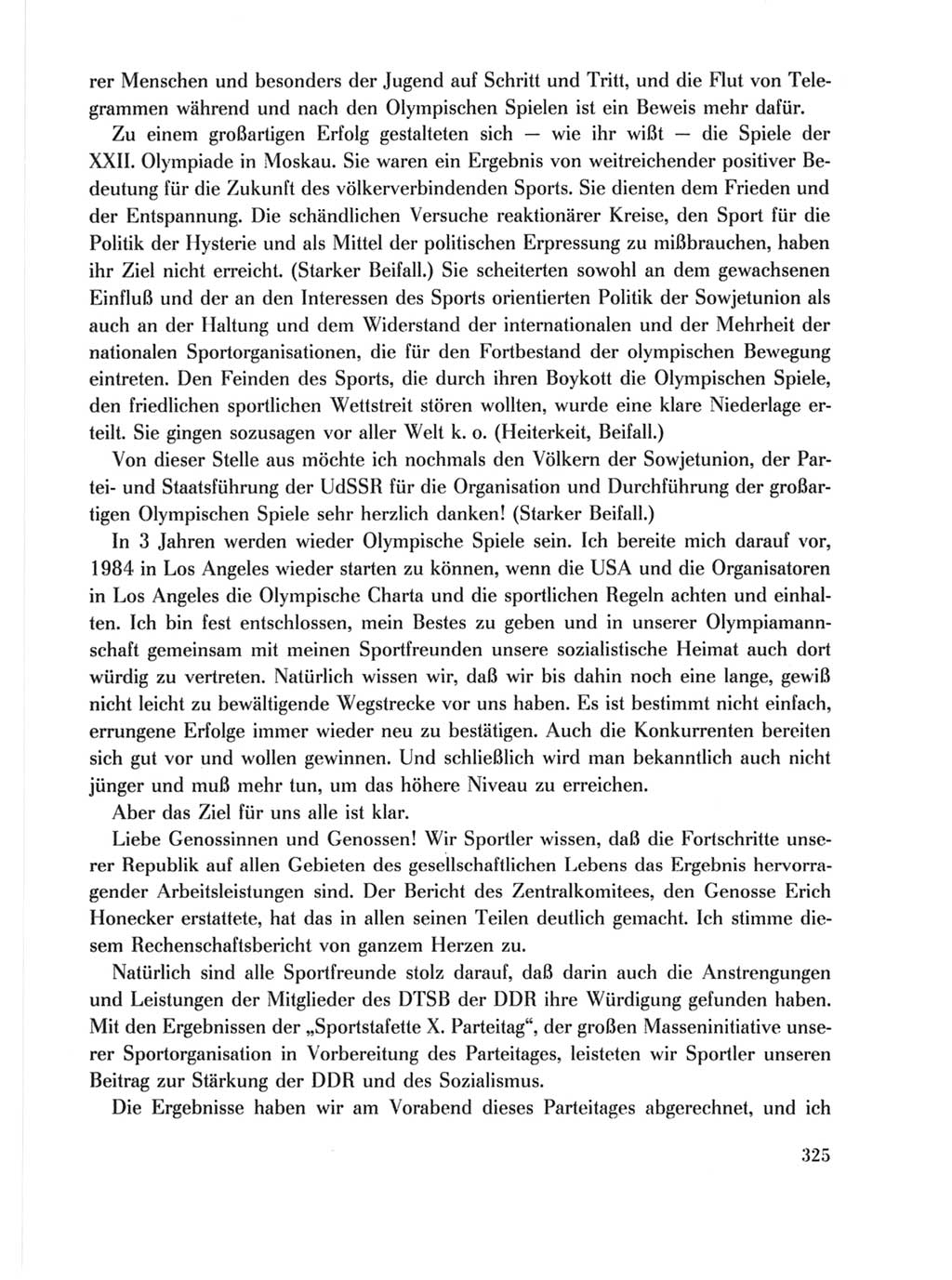Protokoll der Verhandlungen des Ⅹ. Parteitages der Sozialistischen Einheitspartei Deutschlands (SED) [Deutsche Demokratische Republik (DDR)] 1981, Band 1, Seite 325 (Prot. Verh. Ⅹ. PT SED DDR 1981, Bd. 1, S. 325)
