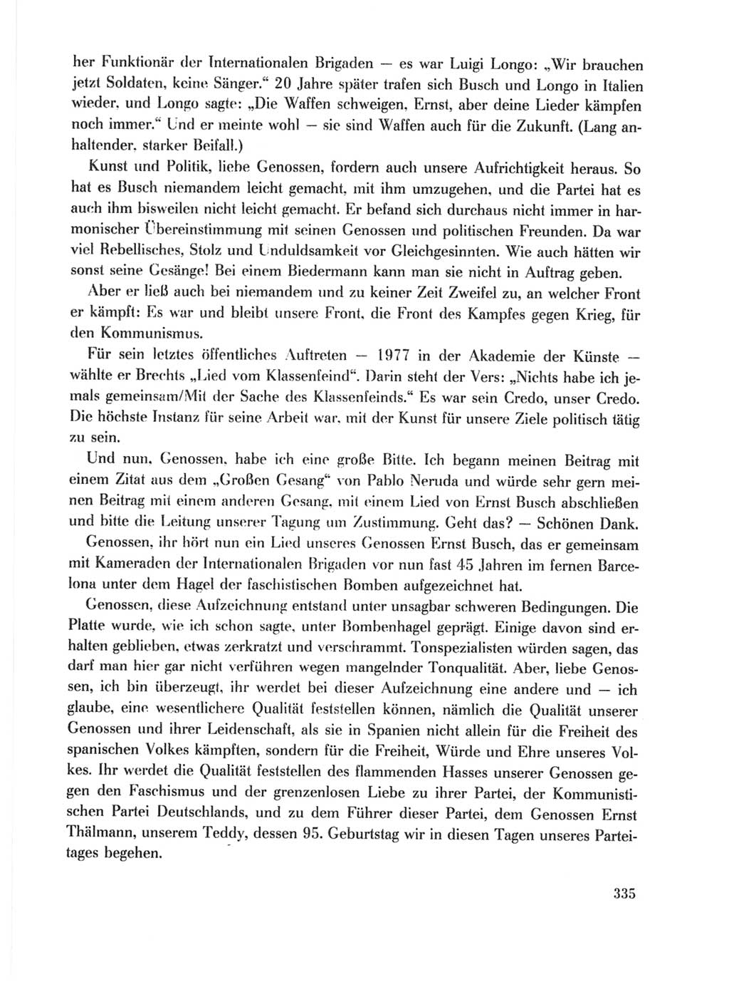 Protokoll der Verhandlungen des Ⅹ. Parteitages der Sozialistischen Einheitspartei Deutschlands (SED) [Deutsche Demokratische Republik (DDR)] 1981, Band 1, Seite 335 (Prot. Verh. Ⅹ. PT SED DDR 1981, Bd. 1, S. 335)