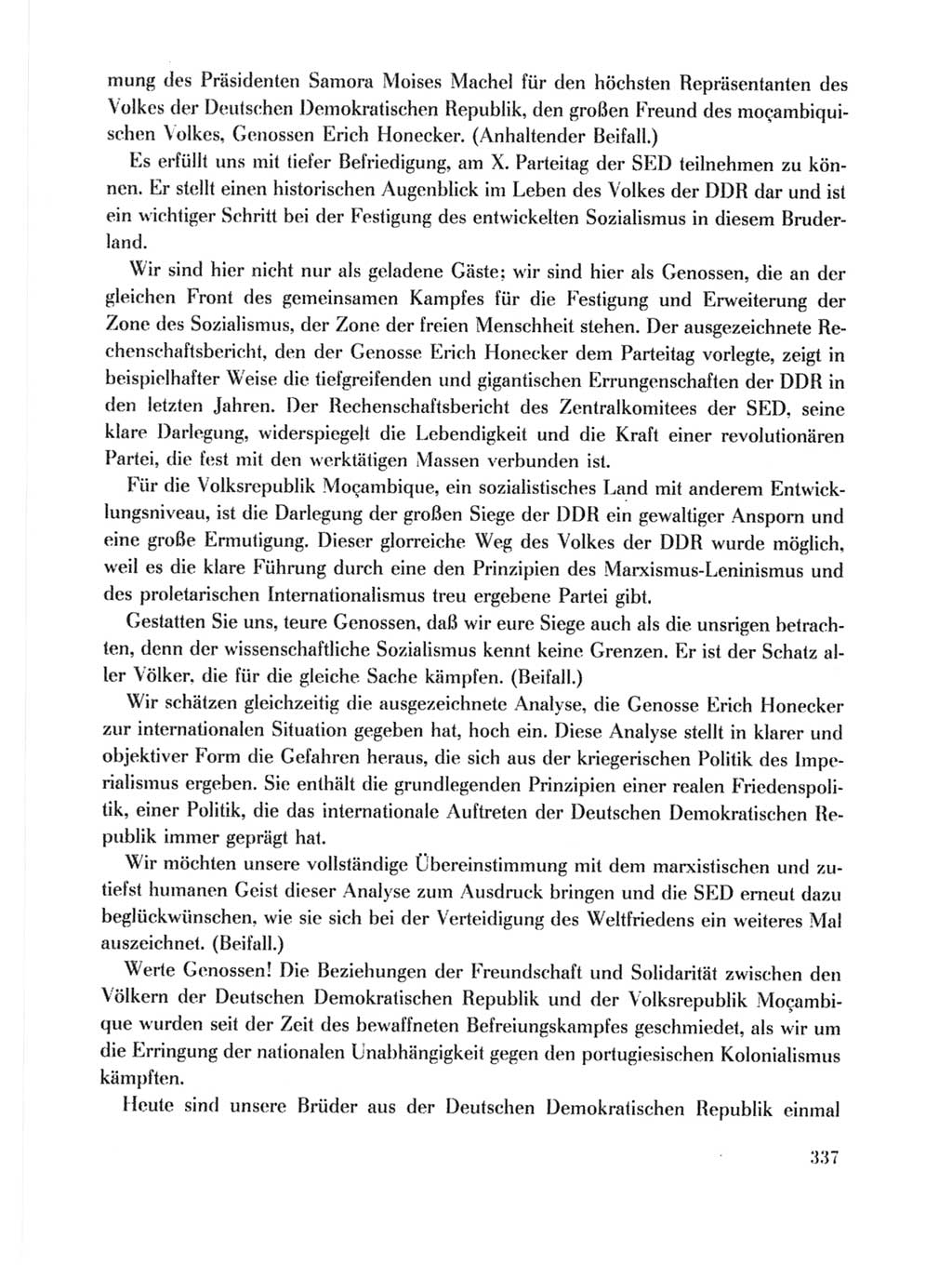 Protokoll der Verhandlungen des Ⅹ. Parteitages der Sozialistischen Einheitspartei Deutschlands (SED) [Deutsche Demokratische Republik (DDR)] 1981, Band 1, Seite 337 (Prot. Verh. Ⅹ. PT SED DDR 1981, Bd. 1, S. 337)