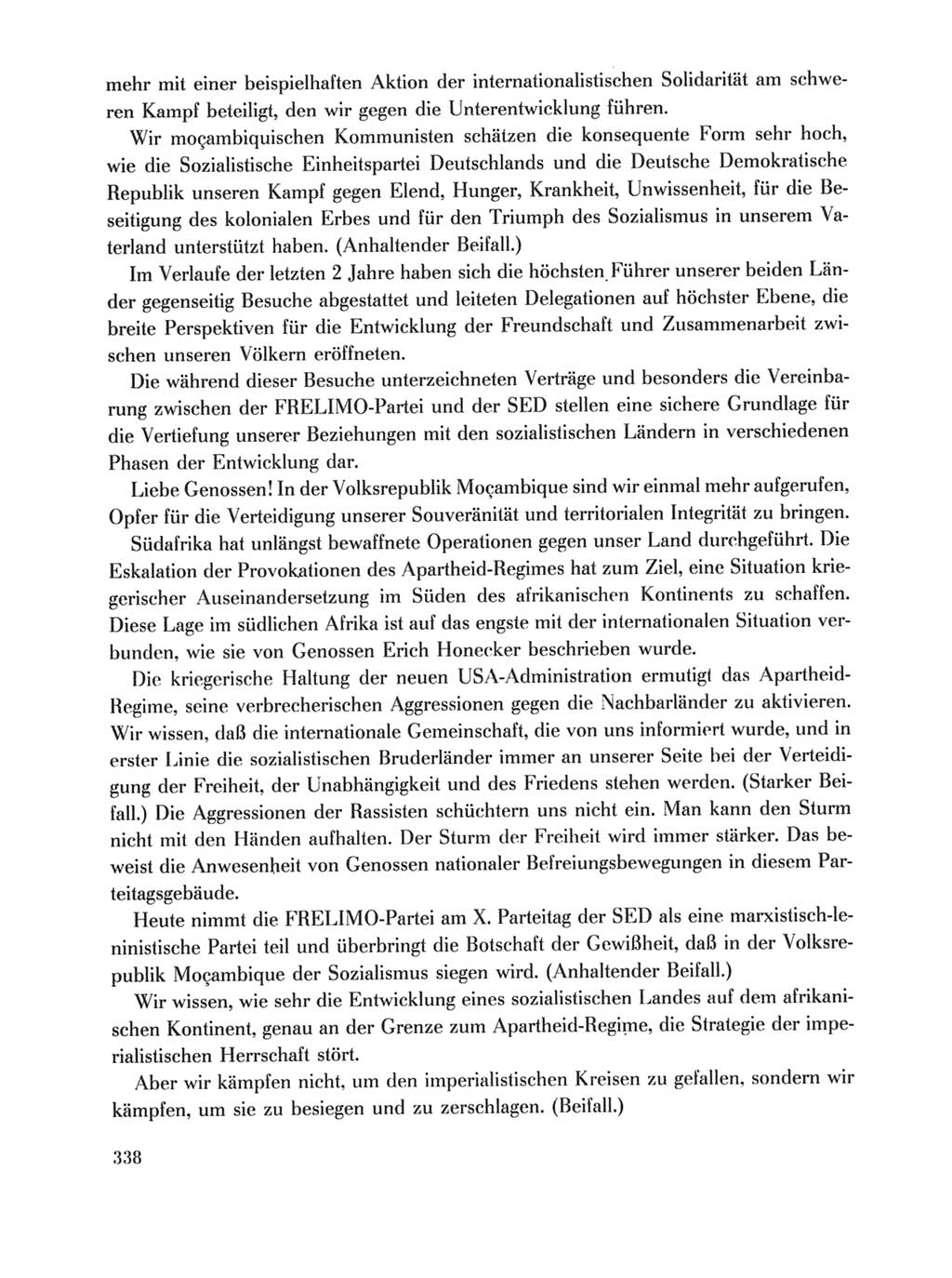 Protokoll der Verhandlungen des Ⅹ. Parteitages der Sozialistischen Einheitspartei Deutschlands (SED) [Deutsche Demokratische Republik (DDR)] 1981, Band 1, Seite 338 (Prot. Verh. Ⅹ. PT SED DDR 1981, Bd. 1, S. 338)