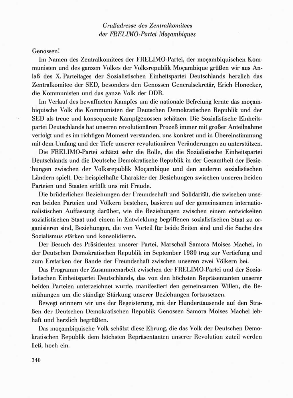Protokoll der Verhandlungen des Ⅹ. Parteitages der Sozialistischen Einheitspartei Deutschlands (SED) [Deutsche Demokratische Republik (DDR)] 1981, Band 1, Seite 340 (Prot. Verh. Ⅹ. PT SED DDR 1981, Bd. 1, S. 340)