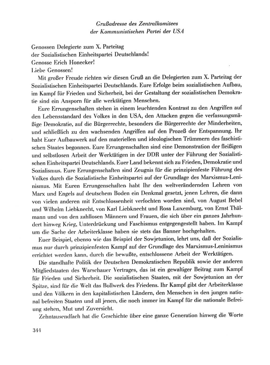 Protokoll der Verhandlungen des Ⅹ. Parteitages der Sozialistischen Einheitspartei Deutschlands (SED) [Deutsche Demokratische Republik (DDR)] 1981, Band 1, Seite 344 (Prot. Verh. Ⅹ. PT SED DDR 1981, Bd. 1, S. 344)