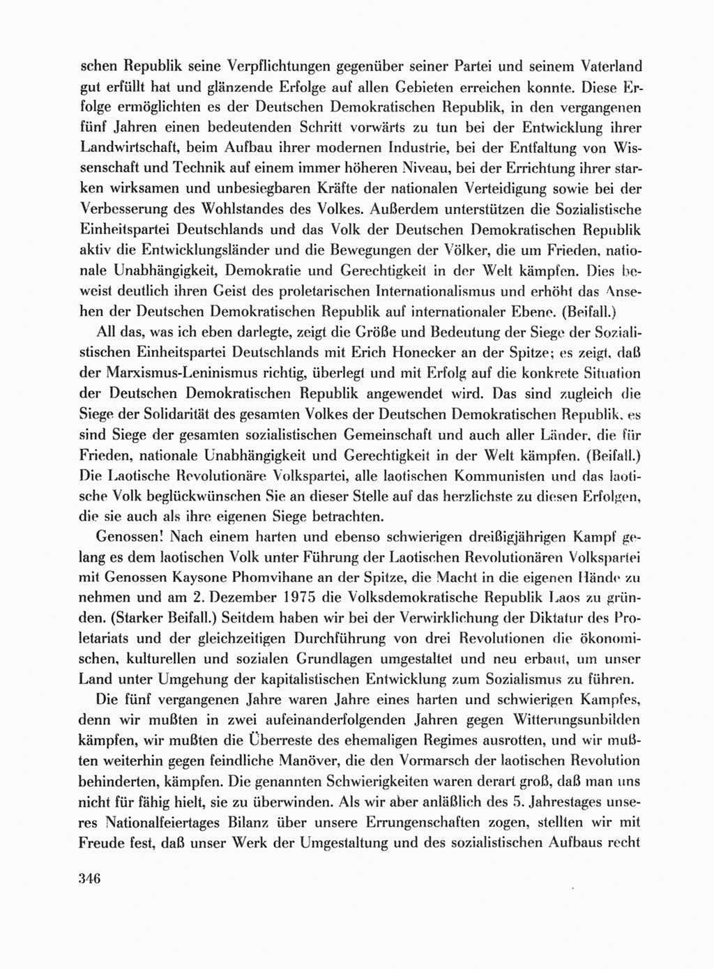 Protokoll der Verhandlungen des Ⅹ. Parteitages der Sozialistischen Einheitspartei Deutschlands (SED) [Deutsche Demokratische Republik (DDR)] 1981, Band 1, Seite 346 (Prot. Verh. Ⅹ. PT SED DDR 1981, Bd. 1, S. 346)