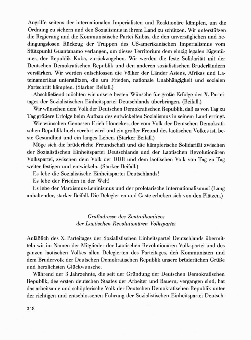 Protokoll der Verhandlungen des Ⅹ. Parteitages der Sozialistischen Einheitspartei Deutschlands (SED) [Deutsche Demokratische Republik (DDR)] 1981, Band 1, Seite 348 (Prot. Verh. Ⅹ. PT SED DDR 1981, Bd. 1, S. 348)