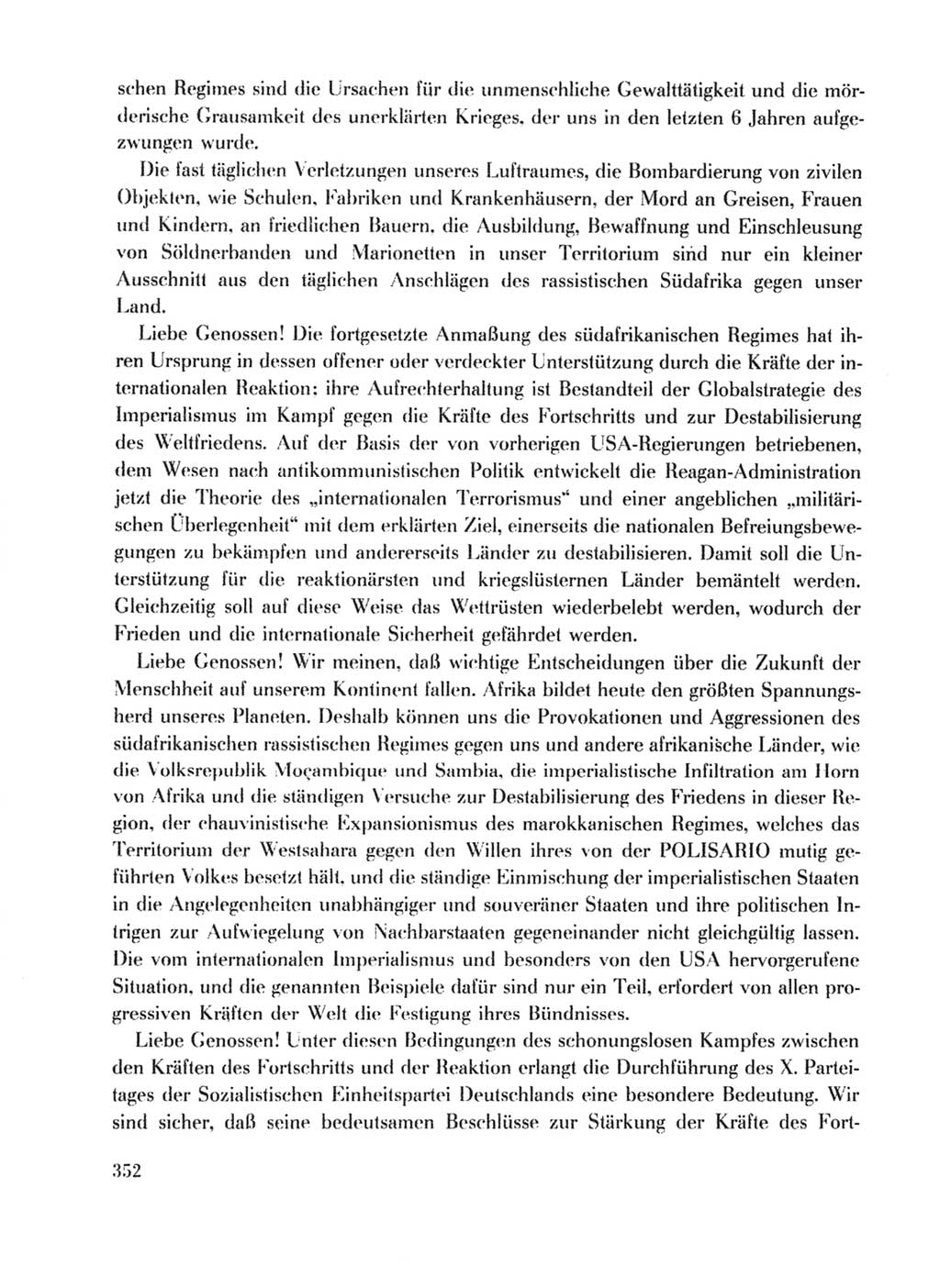 Protokoll der Verhandlungen des Ⅹ. Parteitages der Sozialistischen Einheitspartei Deutschlands (SED) [Deutsche Demokratische Republik (DDR)] 1981, Band 1, Seite 352 (Prot. Verh. Ⅹ. PT SED DDR 1981, Bd. 1, S. 352)