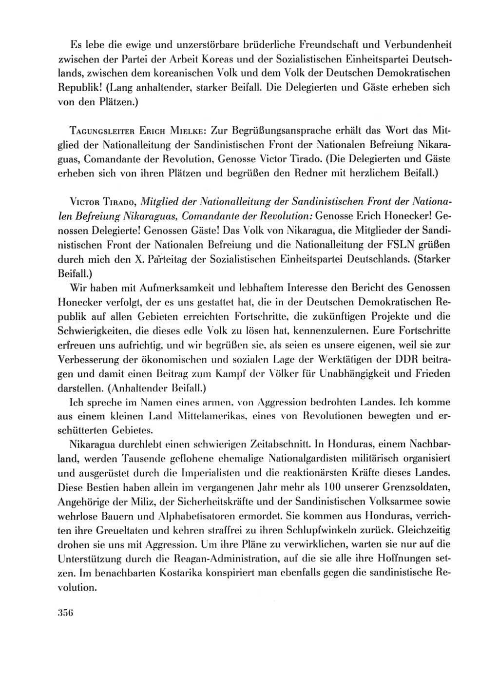 Protokoll der Verhandlungen des Ⅹ. Parteitages der Sozialistischen Einheitspartei Deutschlands (SED) [Deutsche Demokratische Republik (DDR)] 1981, Band 1, Seite 356 (Prot. Verh. Ⅹ. PT SED DDR 1981, Bd. 1, S. 356)