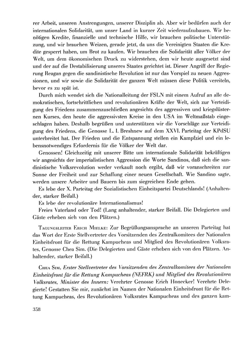 Protokoll der Verhandlungen des Ⅹ. Parteitages der Sozialistischen Einheitspartei Deutschlands (SED) [Deutsche Demokratische Republik (DDR)] 1981, Band 1, Seite 358 (Prot. Verh. Ⅹ. PT SED DDR 1981, Bd. 1, S. 358)