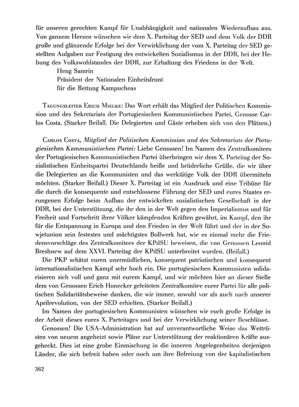 Protokoll der Verhandlungen des Ⅹ. Parteitages der Sozialistischen Einheitspartei Deutschlands (SED) [Deutsche Demokratische Republik (DDR)] 1981, Band 1, Seite 362 (Prot. Verh. Ⅹ. PT SED DDR 1981, Bd. 1, S. 362)