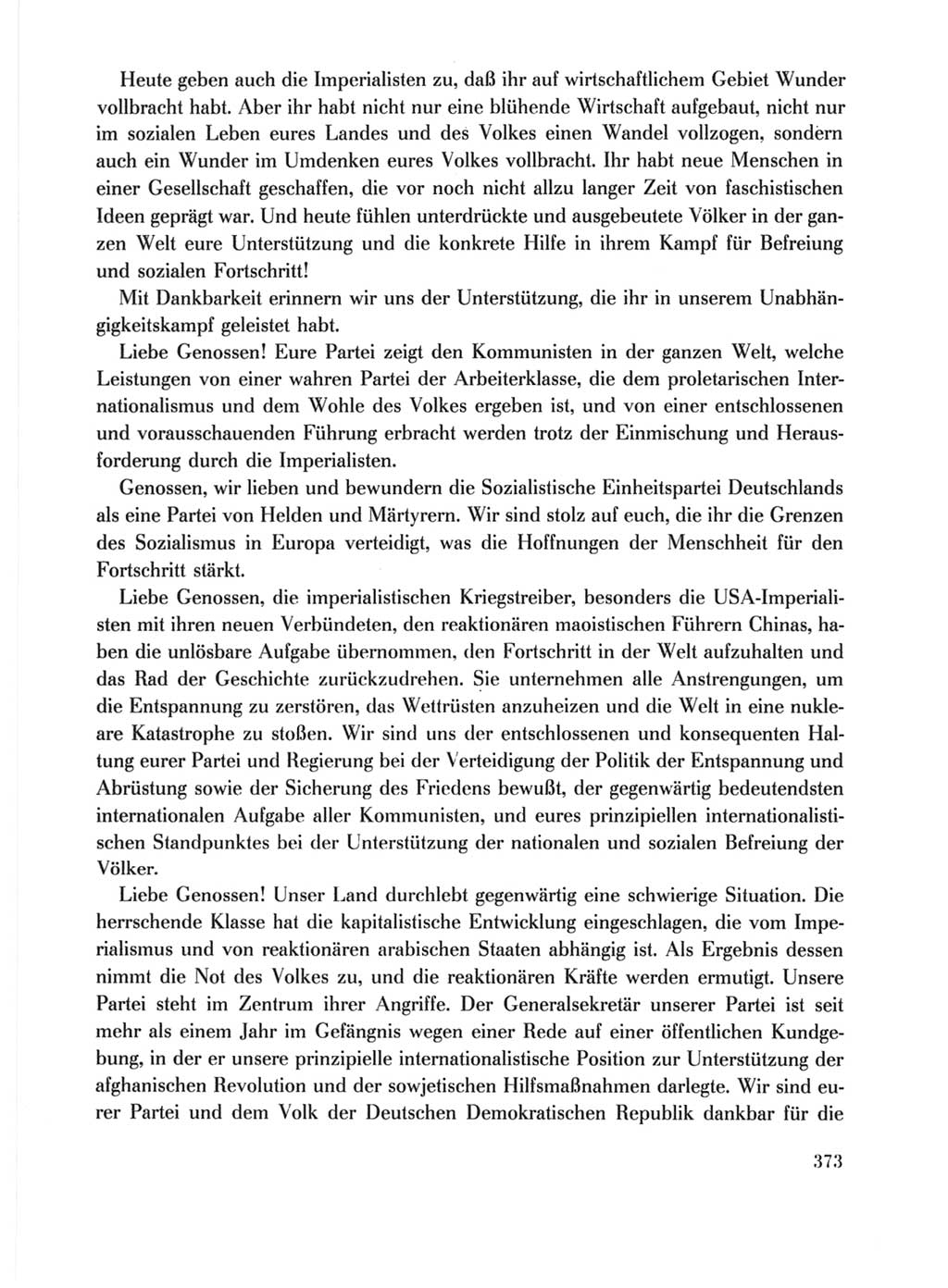 Protokoll der Verhandlungen des Ⅹ. Parteitages der Sozialistischen Einheitspartei Deutschlands (SED) [Deutsche Demokratische Republik (DDR)] 1981, Band 1, Seite 373 (Prot. Verh. Ⅹ. PT SED DDR 1981, Bd. 1, S. 373)