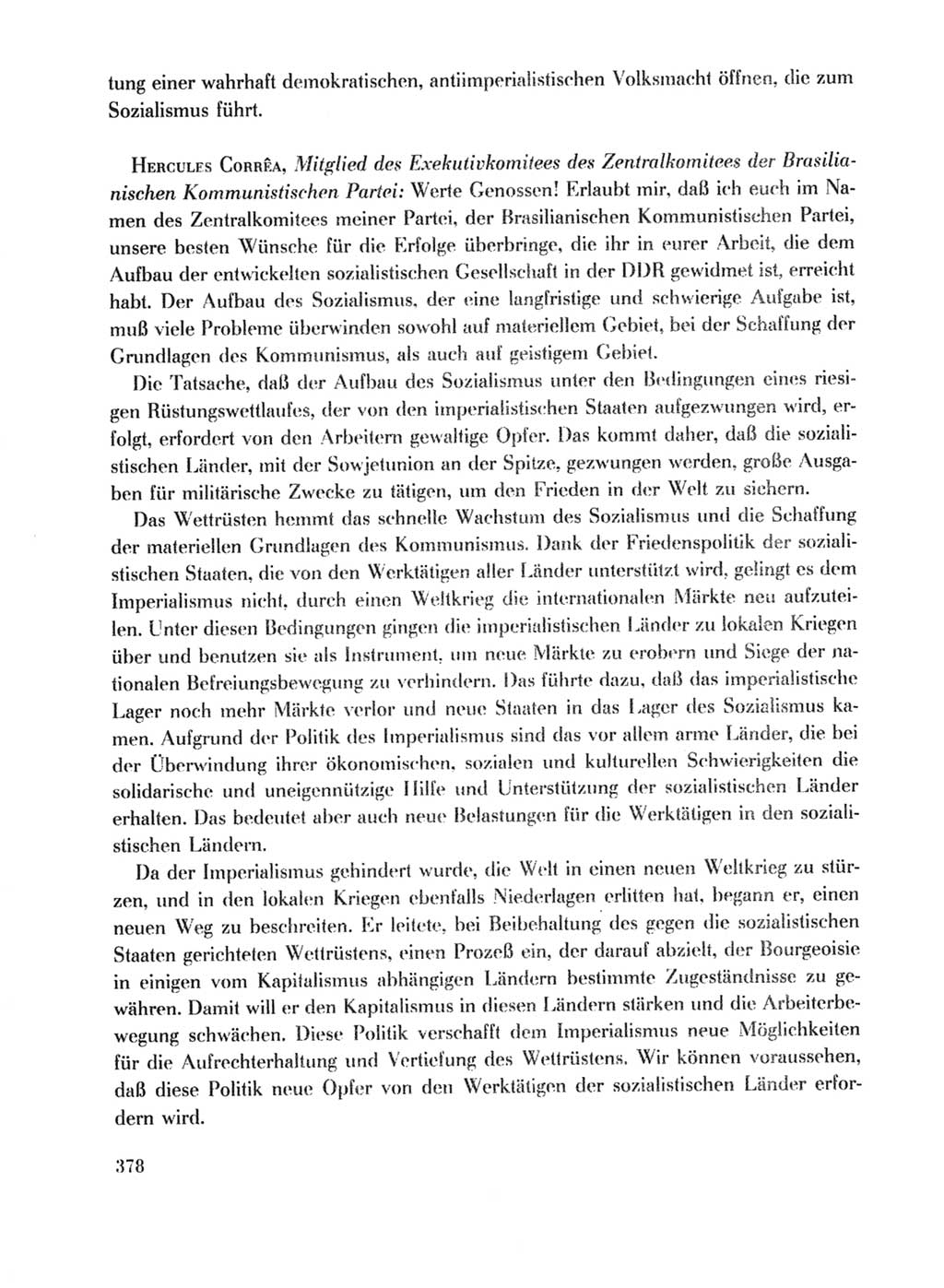 Protokoll der Verhandlungen des Ⅹ. Parteitages der Sozialistischen Einheitspartei Deutschlands (SED) [Deutsche Demokratische Republik (DDR)] 1981, Band 1, Seite 378 (Prot. Verh. Ⅹ. PT SED DDR 1981, Bd. 1, S. 378)