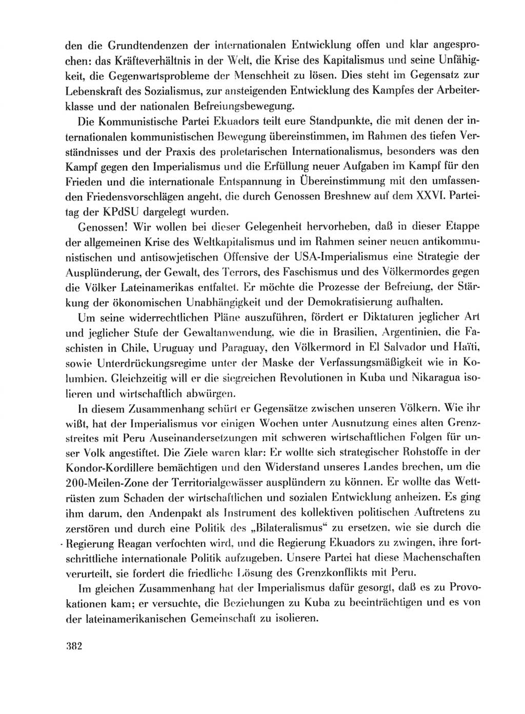 Protokoll der Verhandlungen des Ⅹ. Parteitages der Sozialistischen Einheitspartei Deutschlands (SED) [Deutsche Demokratische Republik (DDR)] 1981, Band 1, Seite 382 (Prot. Verh. Ⅹ. PT SED DDR 1981, Bd. 1, S. 382)