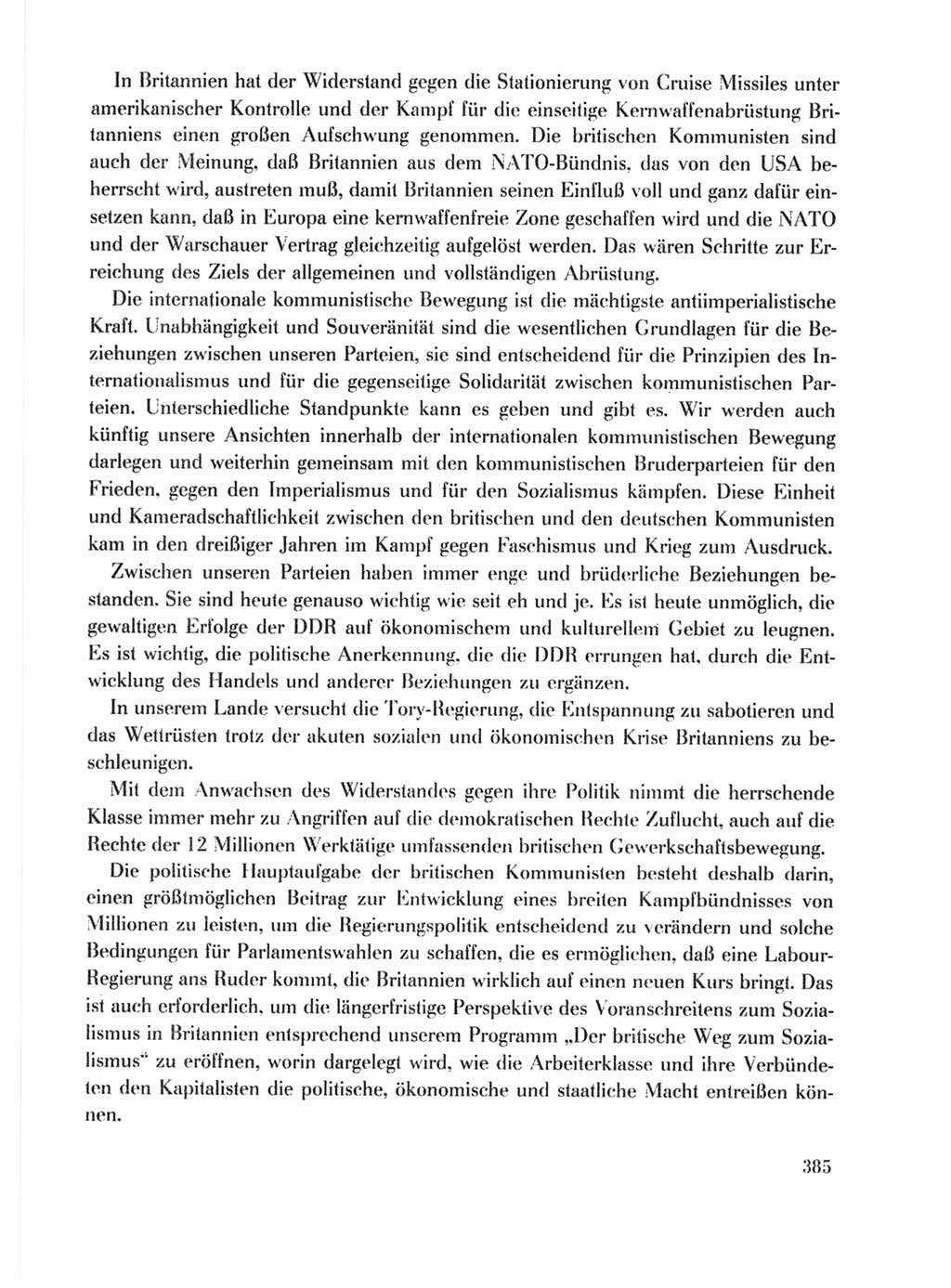 Protokoll der Verhandlungen des Ⅹ. Parteitages der Sozialistischen Einheitspartei Deutschlands (SED) [Deutsche Demokratische Republik (DDR)] 1981, Band 1, Seite 385 (Prot. Verh. Ⅹ. PT SED DDR 1981, Bd. 1, S. 385)