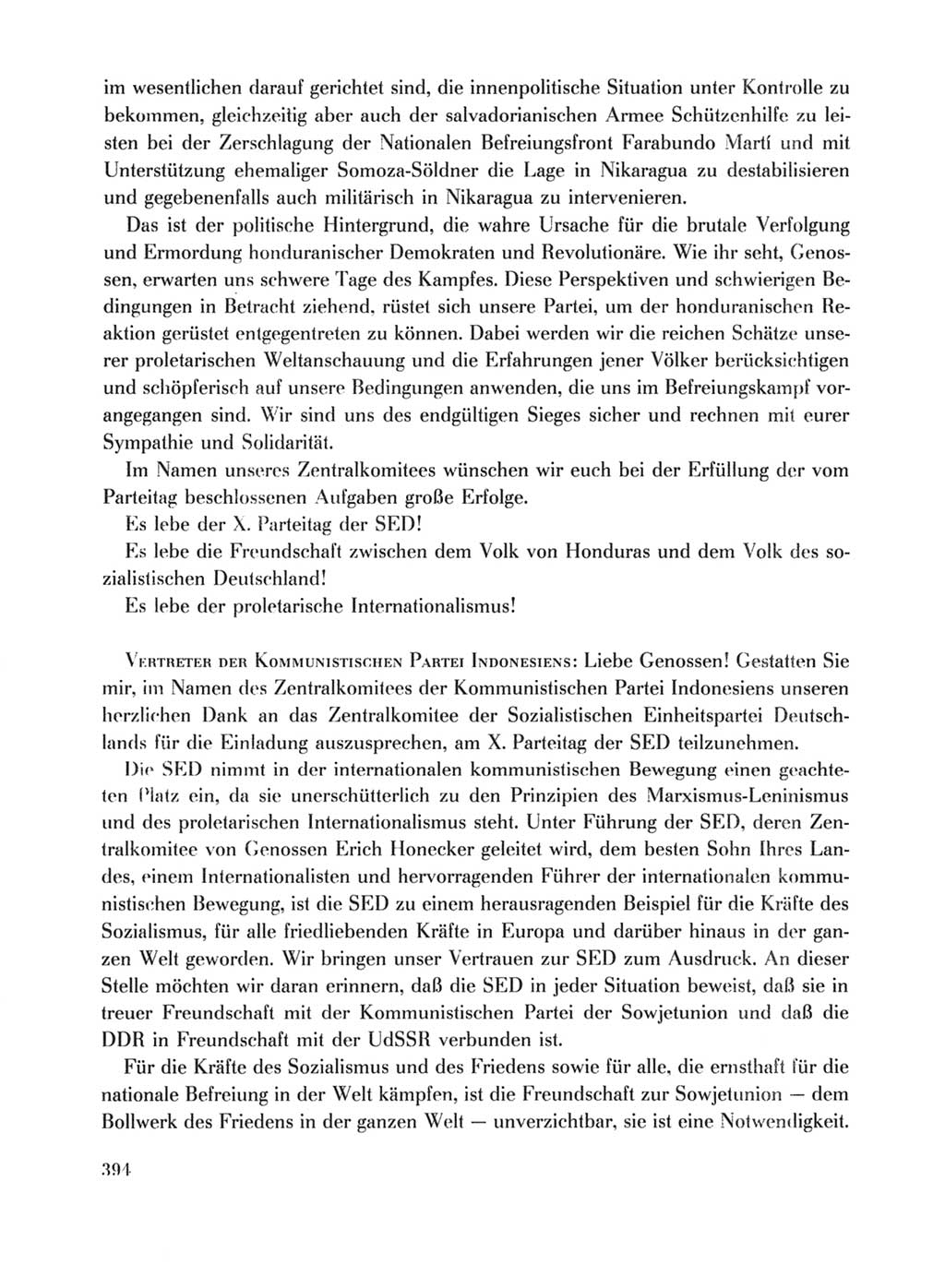 Protokoll der Verhandlungen des Ⅹ. Parteitages der Sozialistischen Einheitspartei Deutschlands (SED) [Deutsche Demokratische Republik (DDR)] 1981, Band 1, Seite 394 (Prot. Verh. Ⅹ. PT SED DDR 1981, Bd. 1, S. 394)